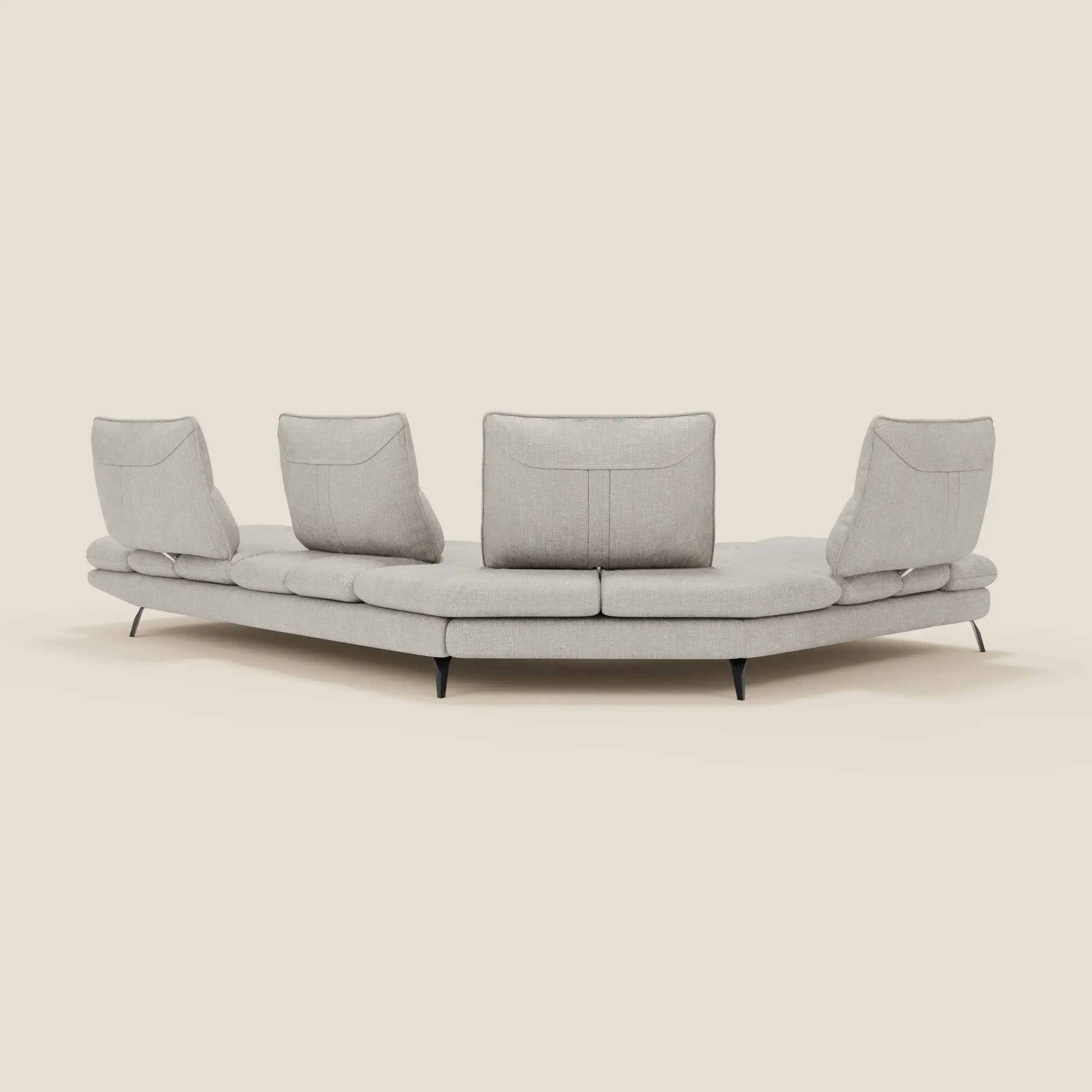Ardex Canapé d'angle  - dossiers coulissants et accoudoirs réglables en élégant tissu imperméable T06 gris clair - Image 9