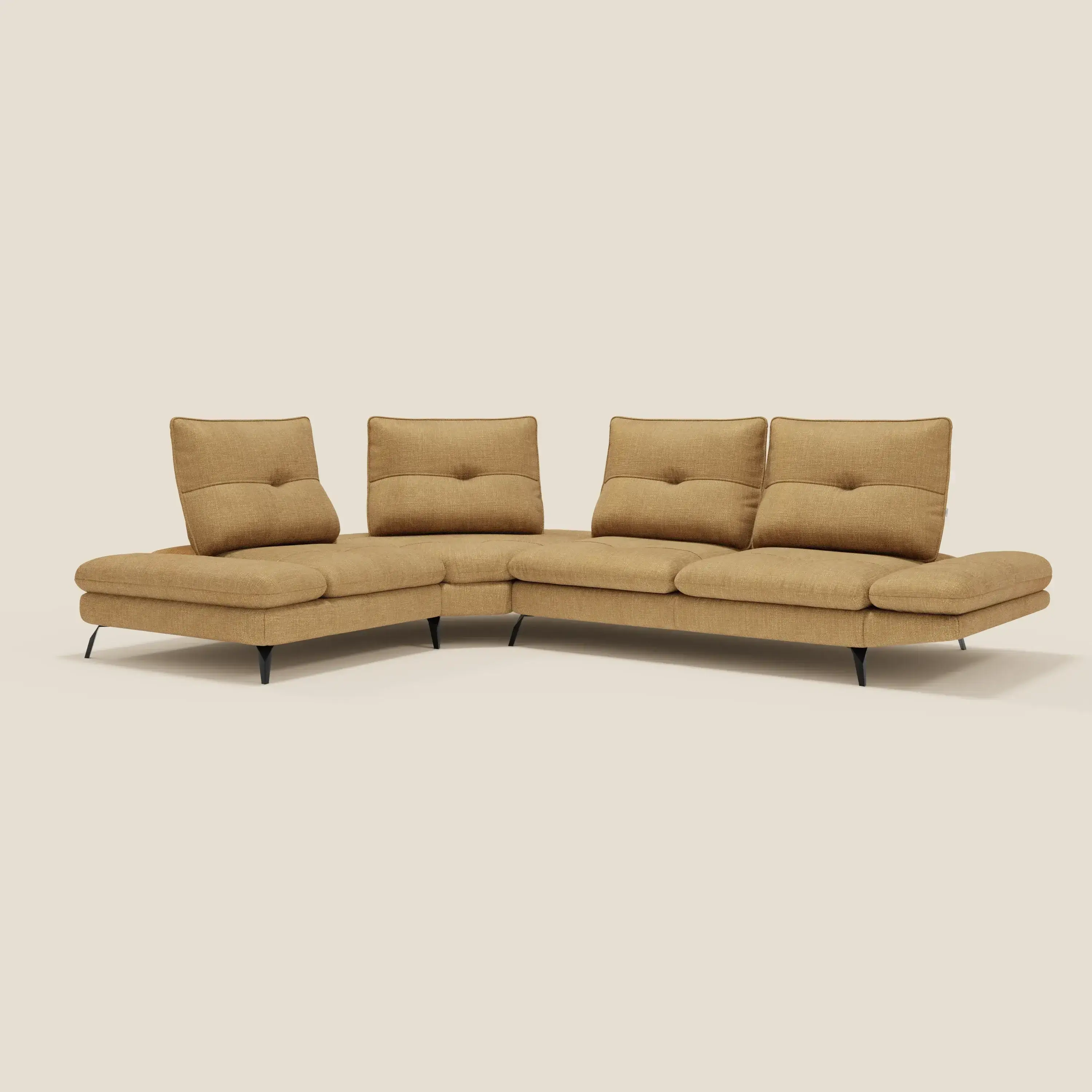 Ardex Canapé d'angle  - dossiers coulissants et accoudoirs réglables en élégant tissu imperméable T06 jaune - Image 2