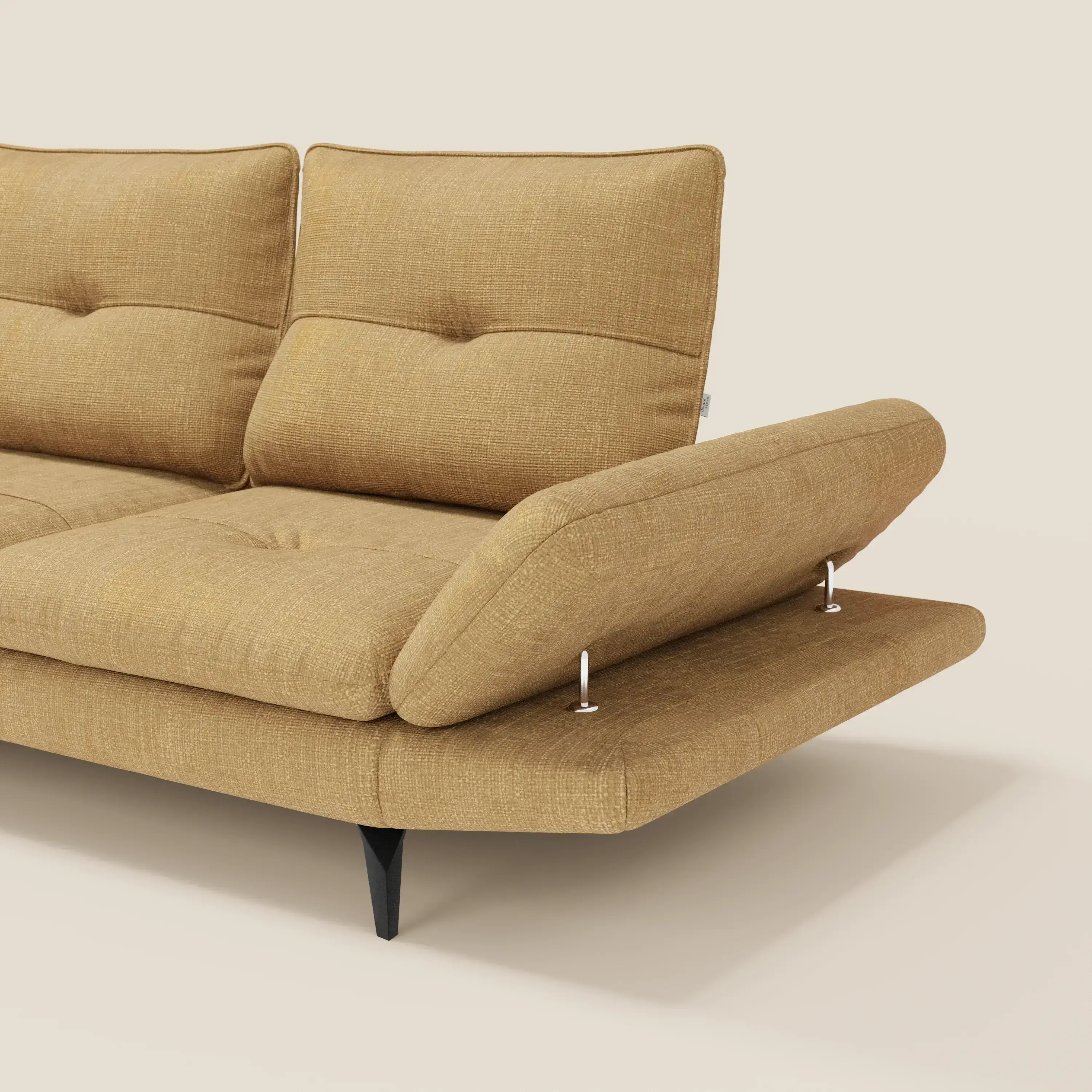 Ardex Canapé d'angle  - dossiers coulissants et accoudoirs réglables en élégant tissu imperméable T06 jaune - Image 3