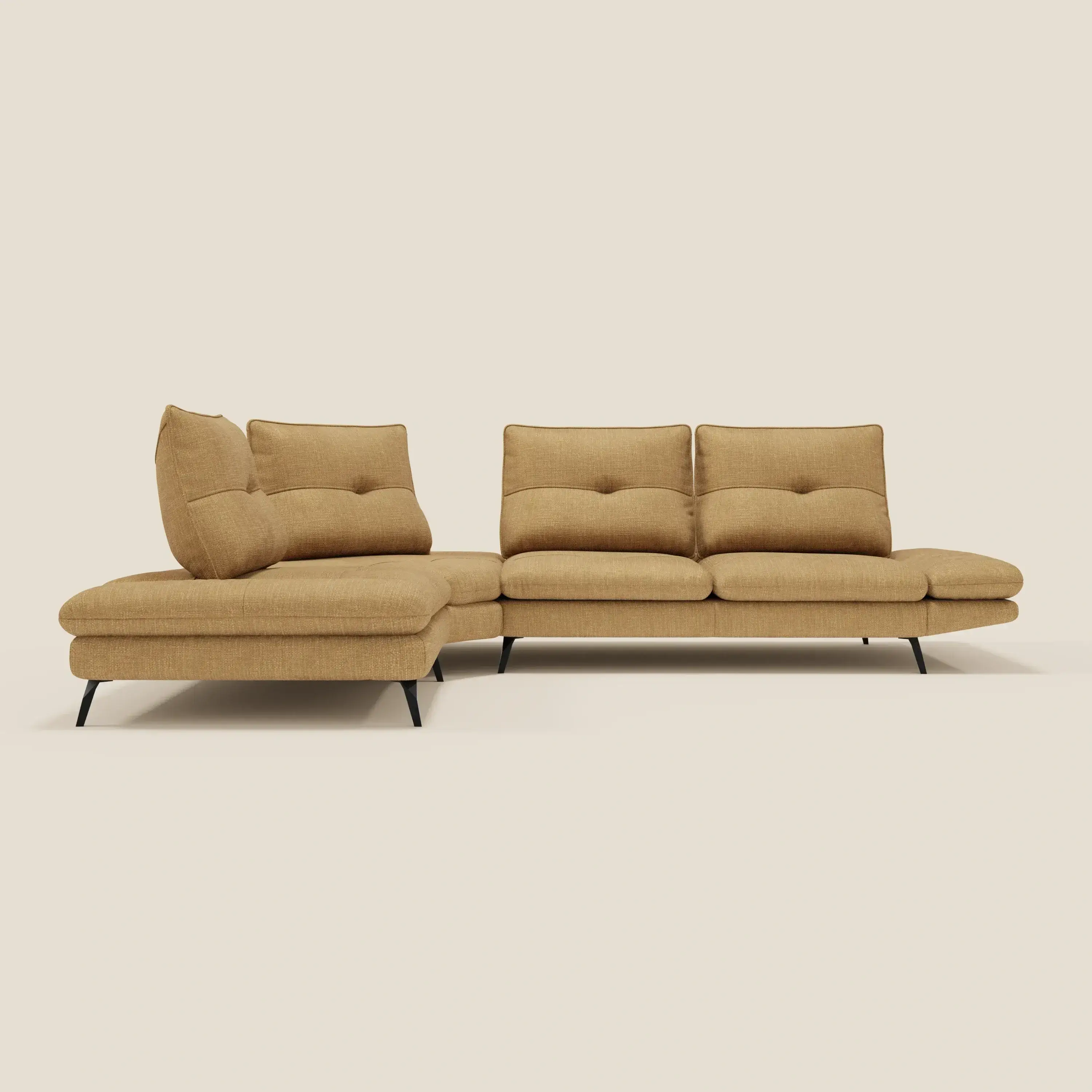 Ardex Canapé d'angle  - dossiers coulissants et accoudoirs réglables en élégant tissu imperméable T06 jaune - Image 4