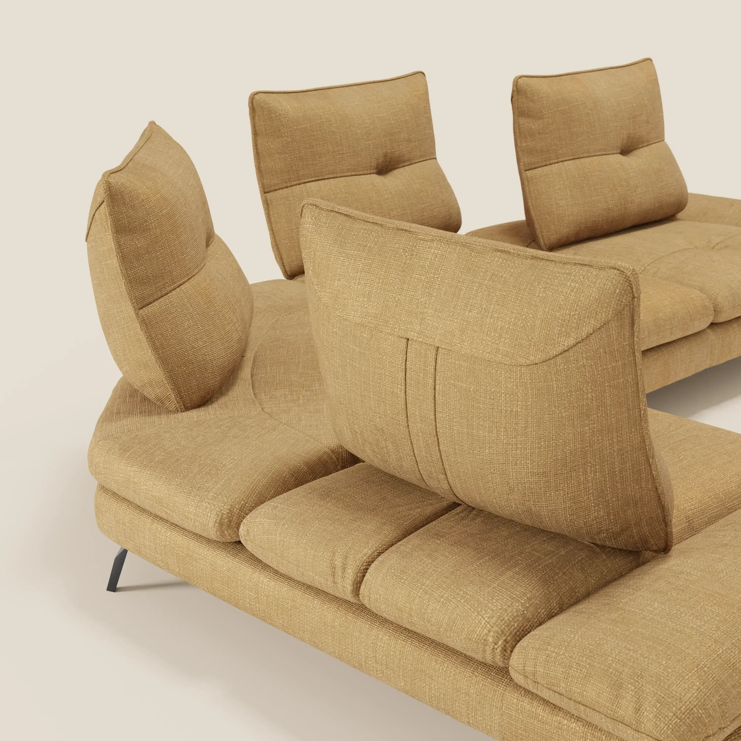 Ardex Canapé d'angle  - dossiers coulissants et accoudoirs réglables en élégant tissu imperméable T06 jaune - Image 6