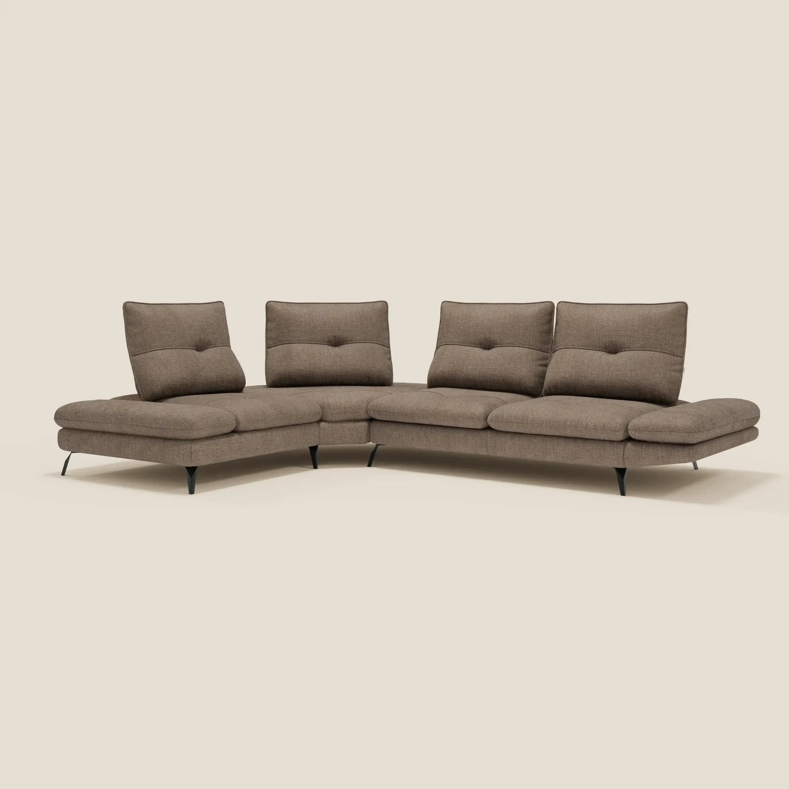 Ardex Canapé d'angle  - dossiers coulissants et accoudoirs réglables en élégant tissu imperméable T06 marron - Image 2