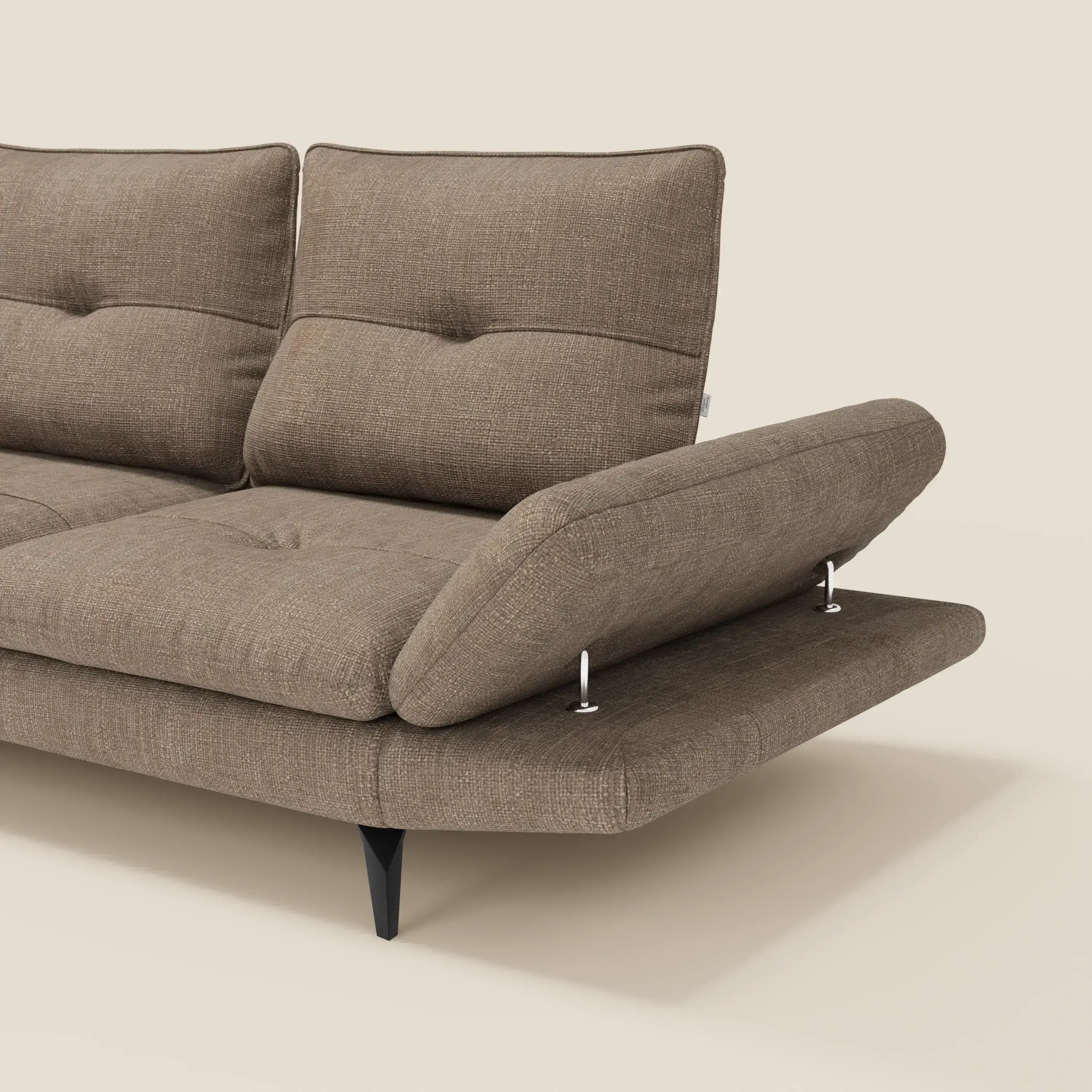 Ardex Canapé d'angle  - dossiers coulissants et accoudoirs réglables en élégant tissu imperméable T06 marron - Image 3