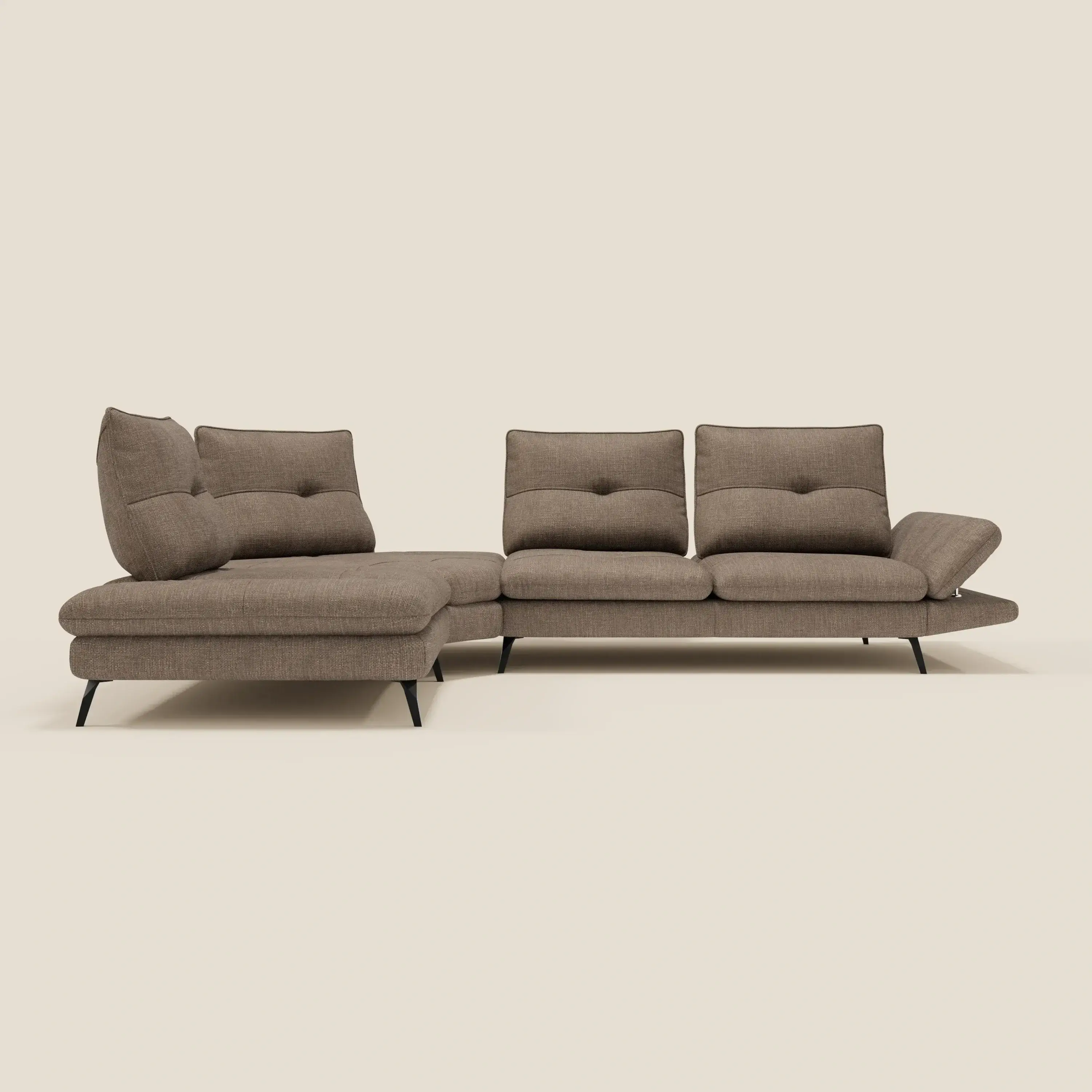 Ardex Canapé d'angle  - dossiers coulissants et accoudoirs réglables en élégant tissu imperméable T06 marron - Image 5