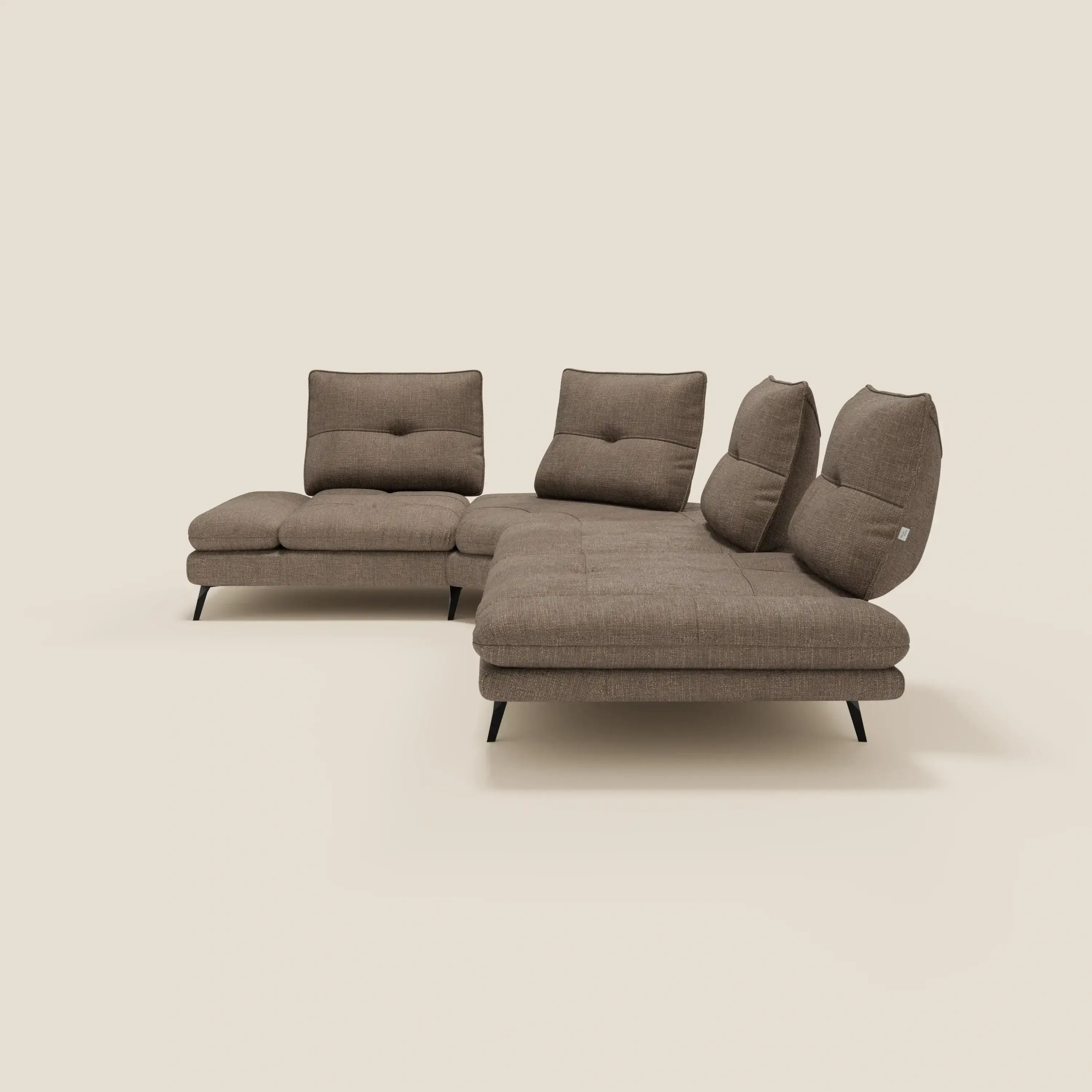 Ardex Canapé d'angle  - dossiers coulissants et accoudoirs réglables en élégant tissu imperméable T06 marron - Image 7