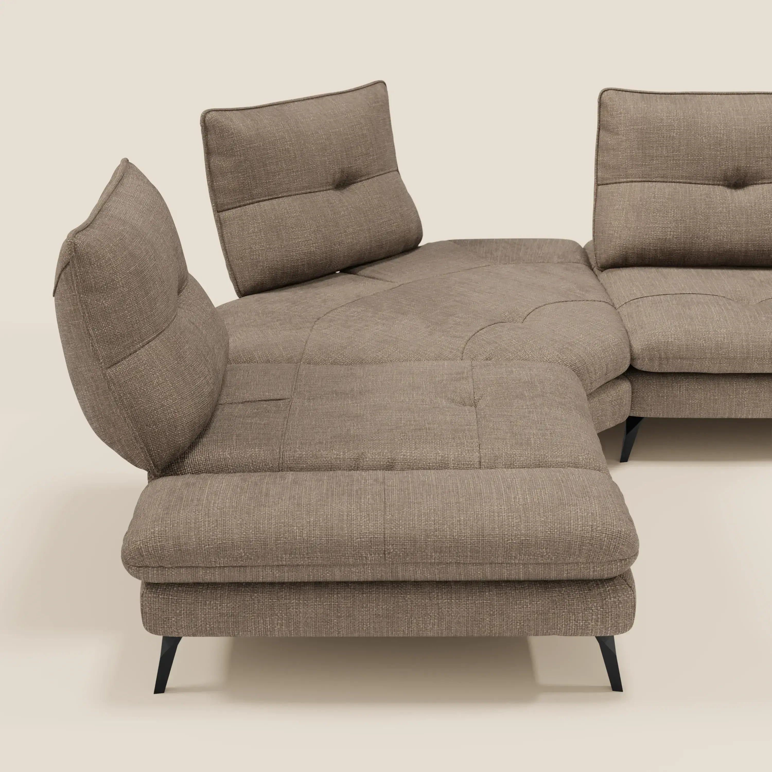 Ardex Canapé d'angle  - dossiers coulissants et accoudoirs réglables en élégant tissu imperméable T06 marron - Image 8