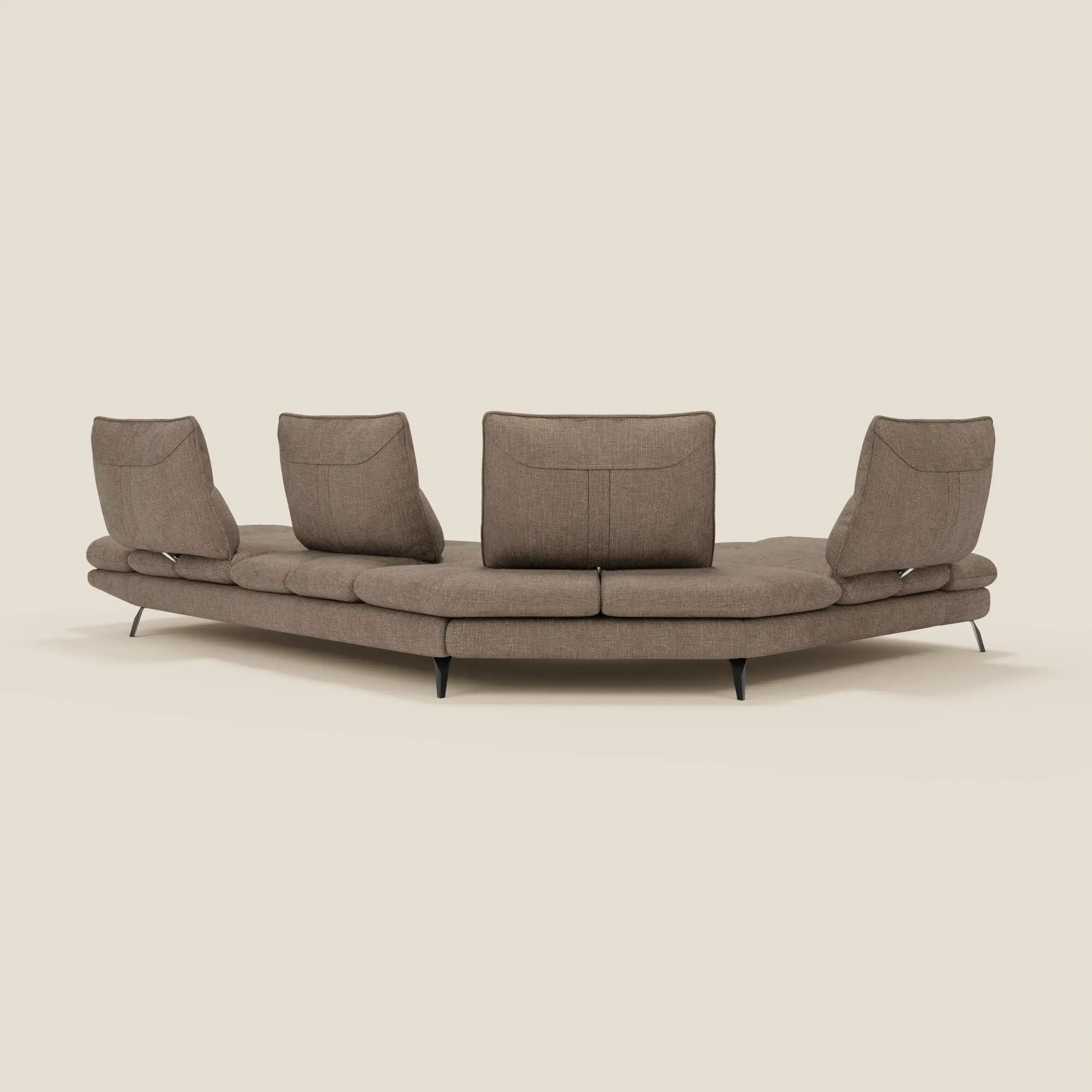 Ardex Canapé d'angle  - dossiers coulissants et accoudoirs réglables en élégant tissu imperméable T06 marron - Image 9