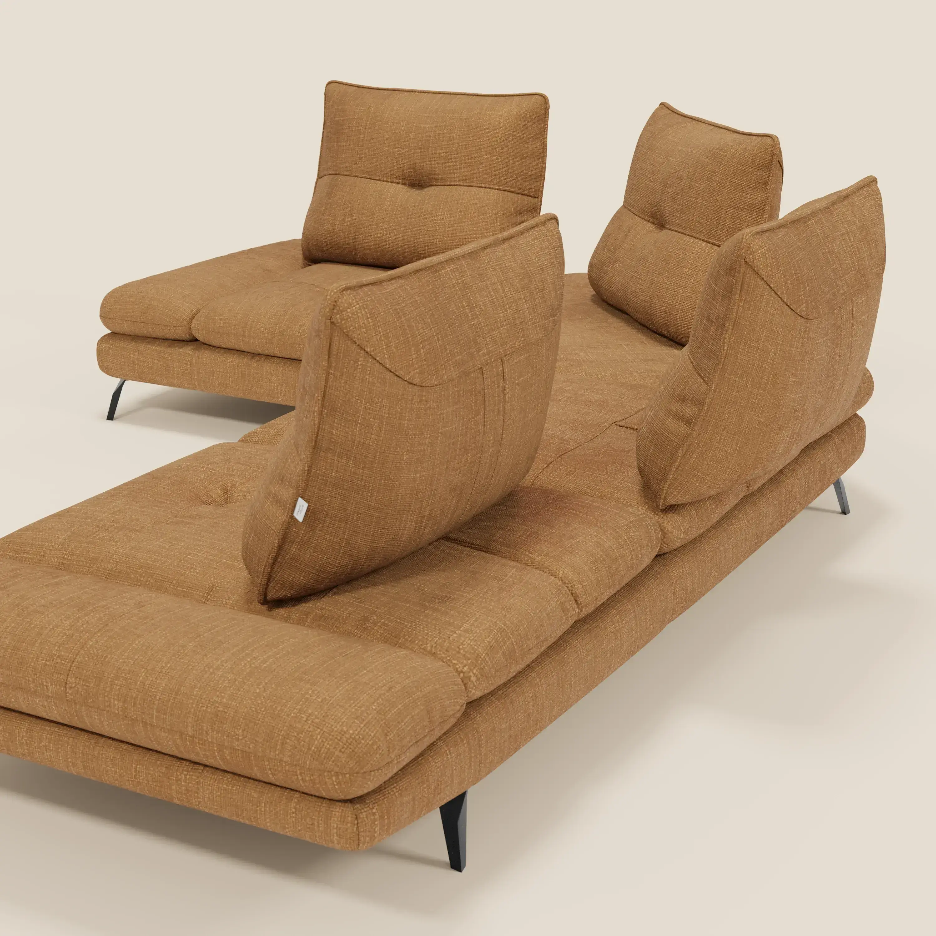 Ardex Canapé d'angle  - dossiers coulissants et accoudoirs réglables en élégant tissu imperméable T06 ocre - Image 10