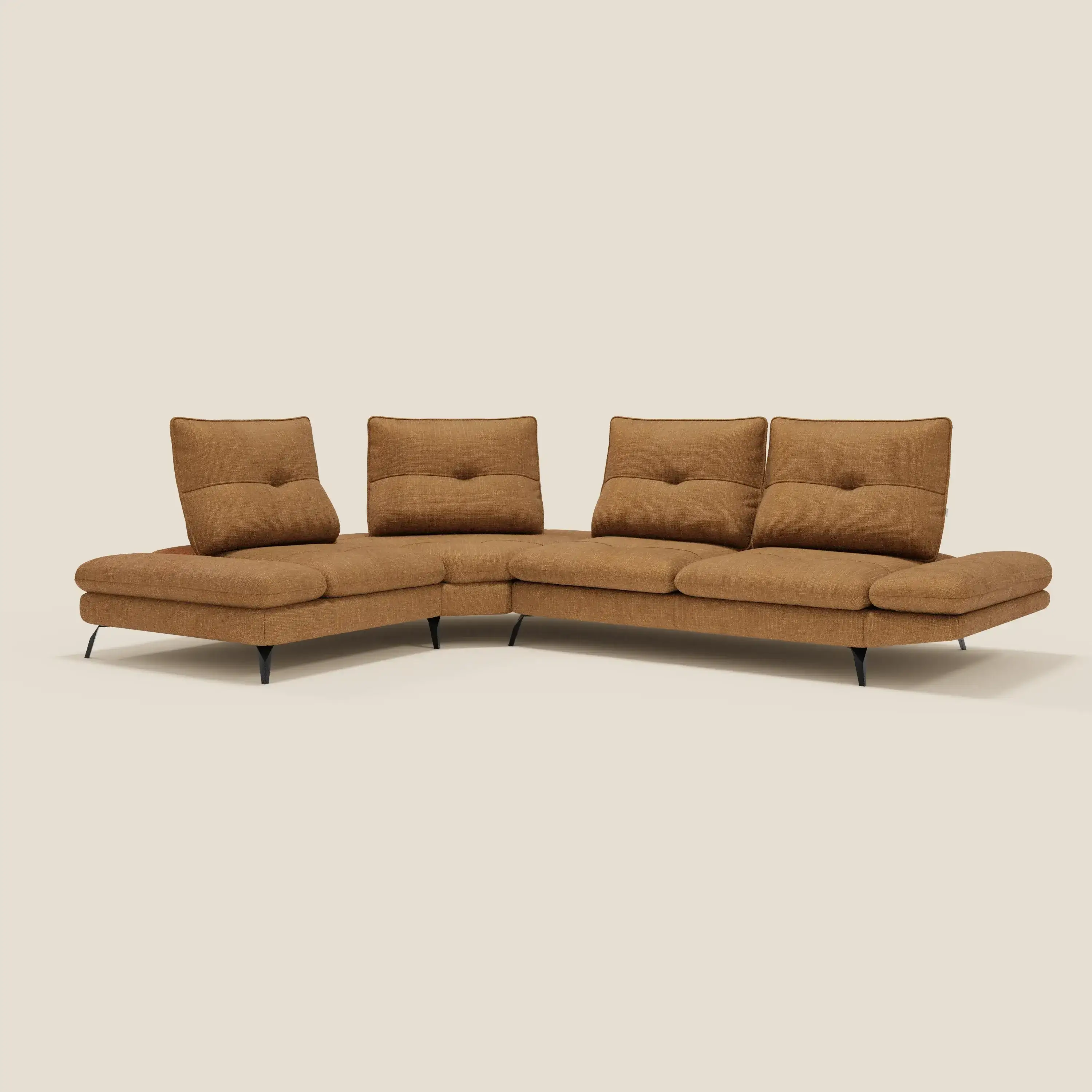 Ardex Canapé d'angle  - dossiers coulissants et accoudoirs réglables en élégant tissu imperméable T06 ocre - Image 2