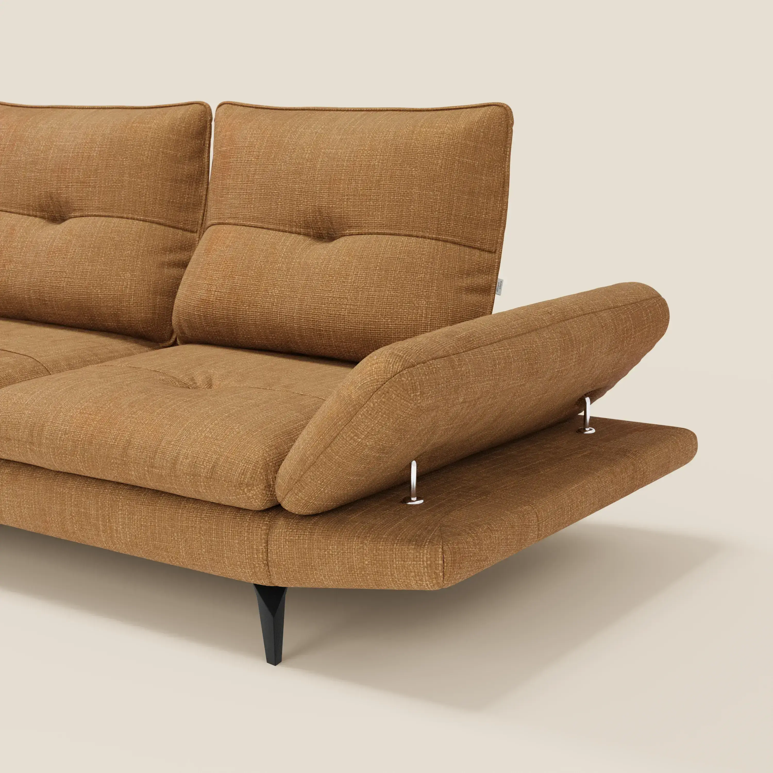 Ardex Canapé d'angle  - dossiers coulissants et accoudoirs réglables en élégant tissu imperméable T06 ocre - Image 3