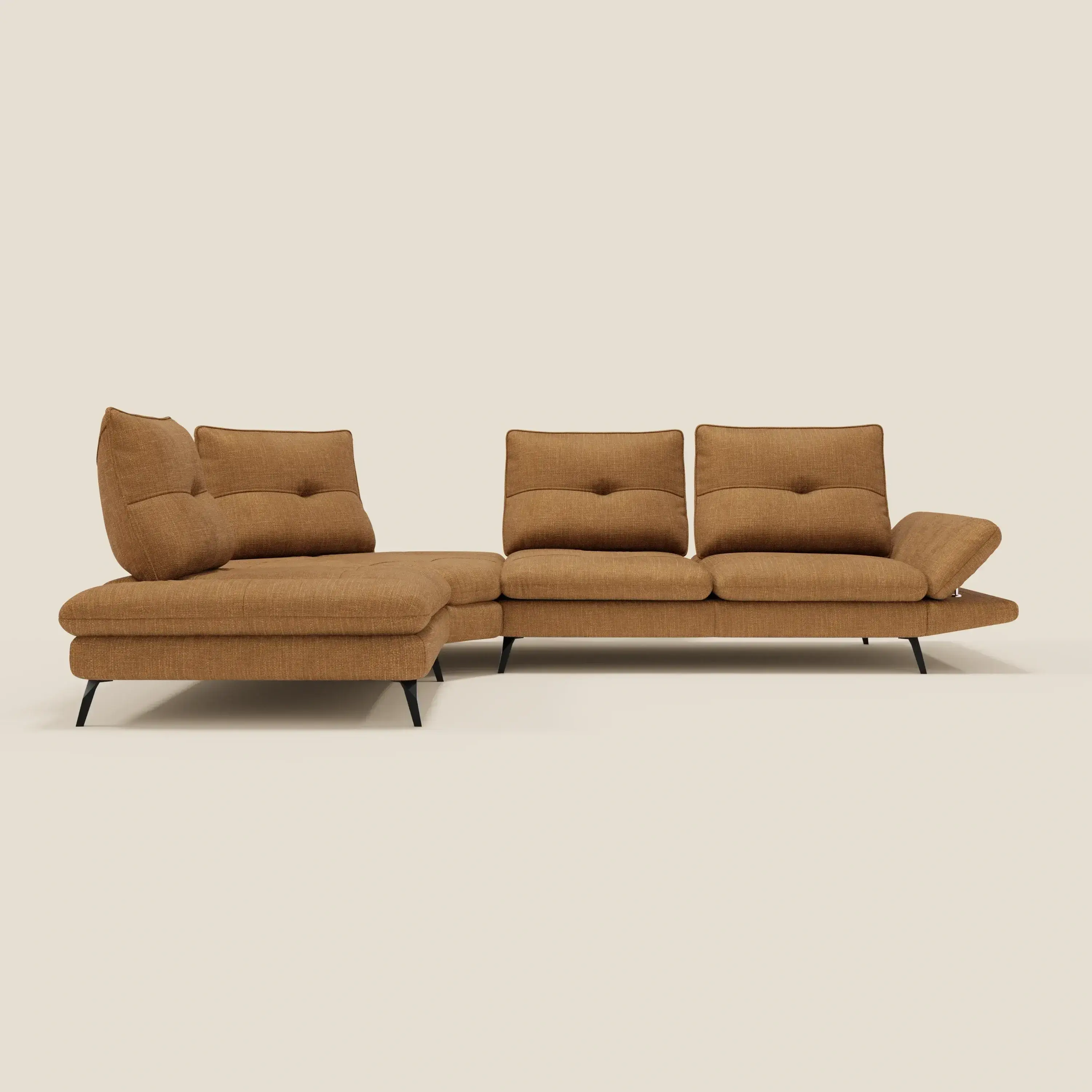 Ardex Canapé d'angle  - dossiers coulissants et accoudoirs réglables en élégant tissu imperméable T06 ocre - Image 5