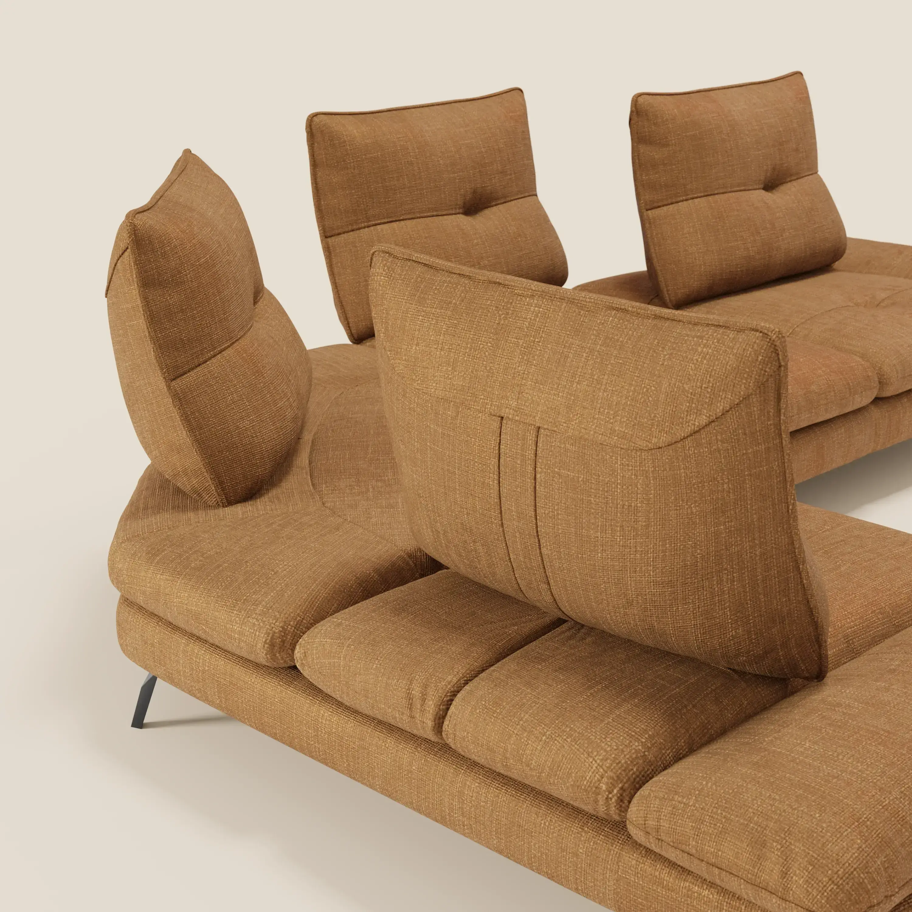 Ardex Canapé d'angle  - dossiers coulissants et accoudoirs réglables en élégant tissu imperméable T06 ocre - Image 6