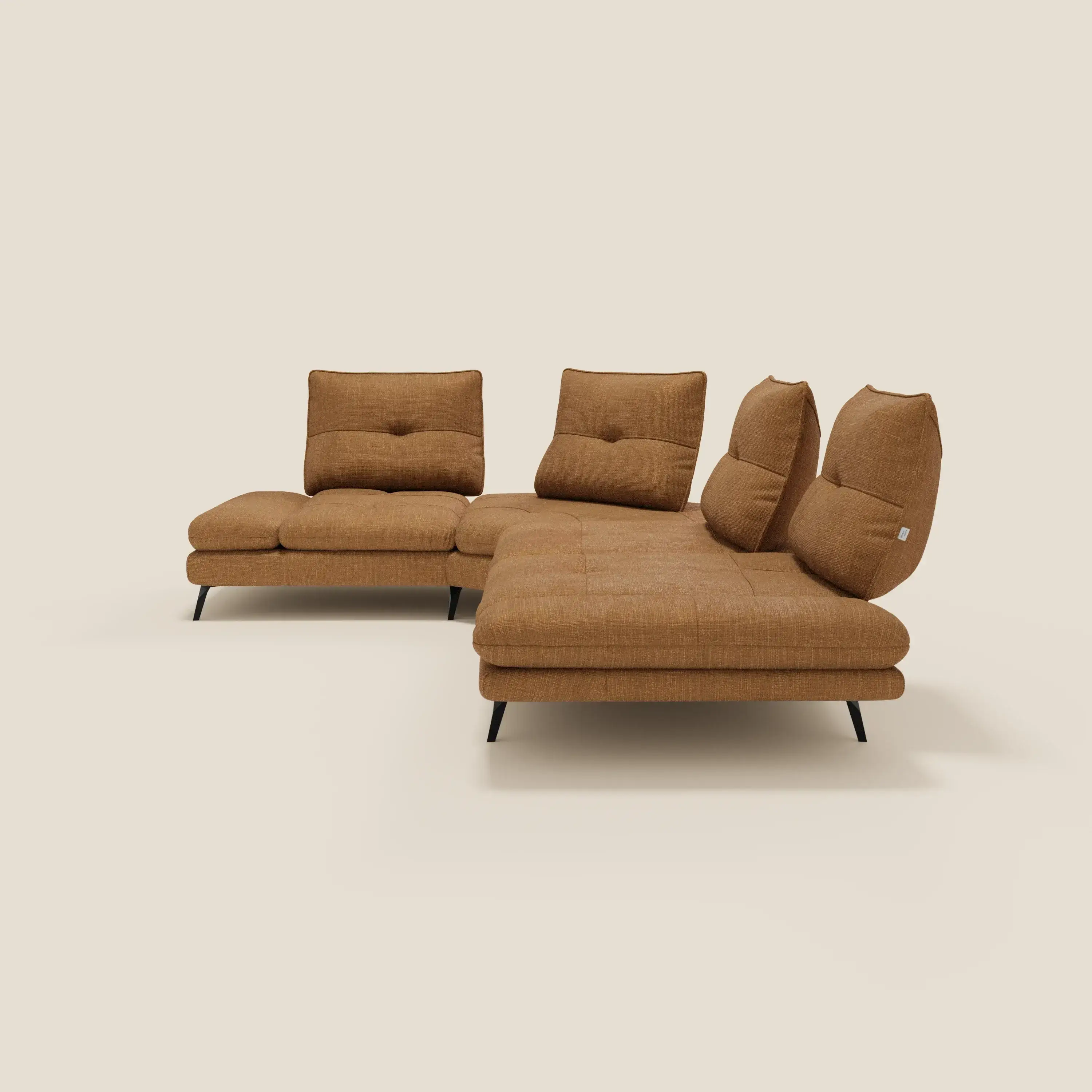 Ardex Canapé d'angle  - dossiers coulissants et accoudoirs réglables en élégant tissu imperméable T06 ocre - Image 7