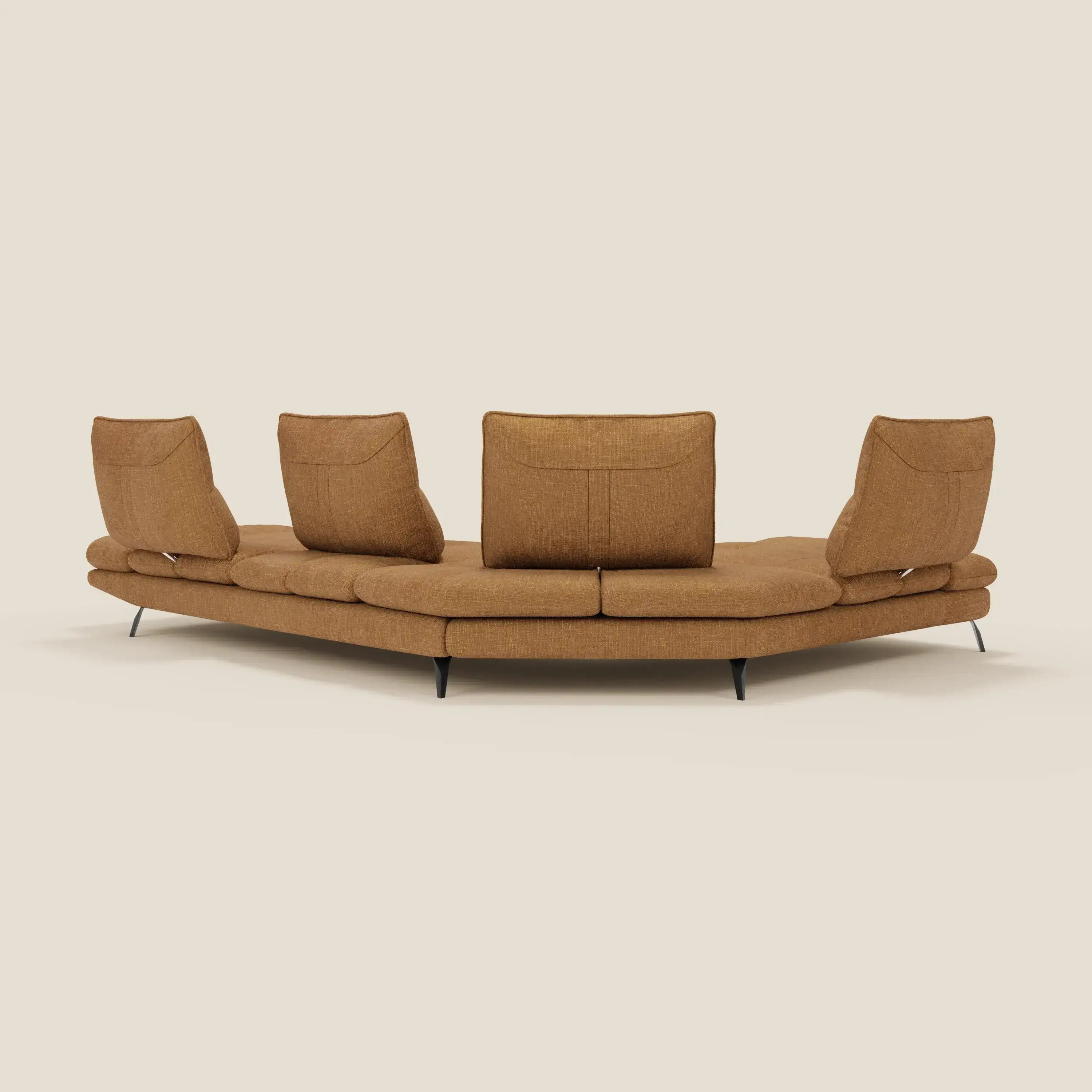 Ardex Canapé d'angle  - dossiers coulissants et accoudoirs réglables en élégant tissu imperméable T06 ocre - Image 9