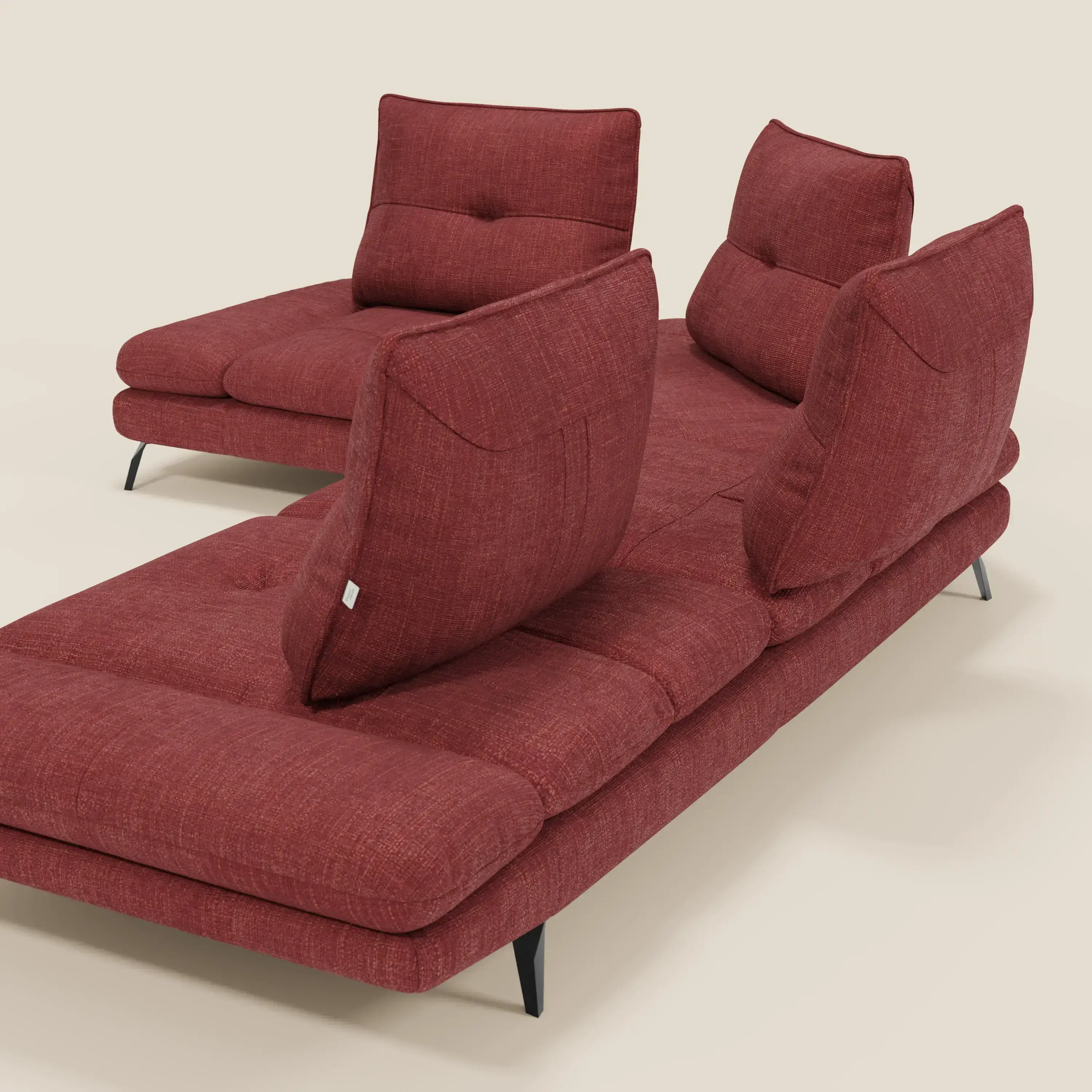 Ardex Canapé d'angle  - dossiers coulissants et accoudoirs réglables en élégant tissu imperméable T06 rouge - Image 10
