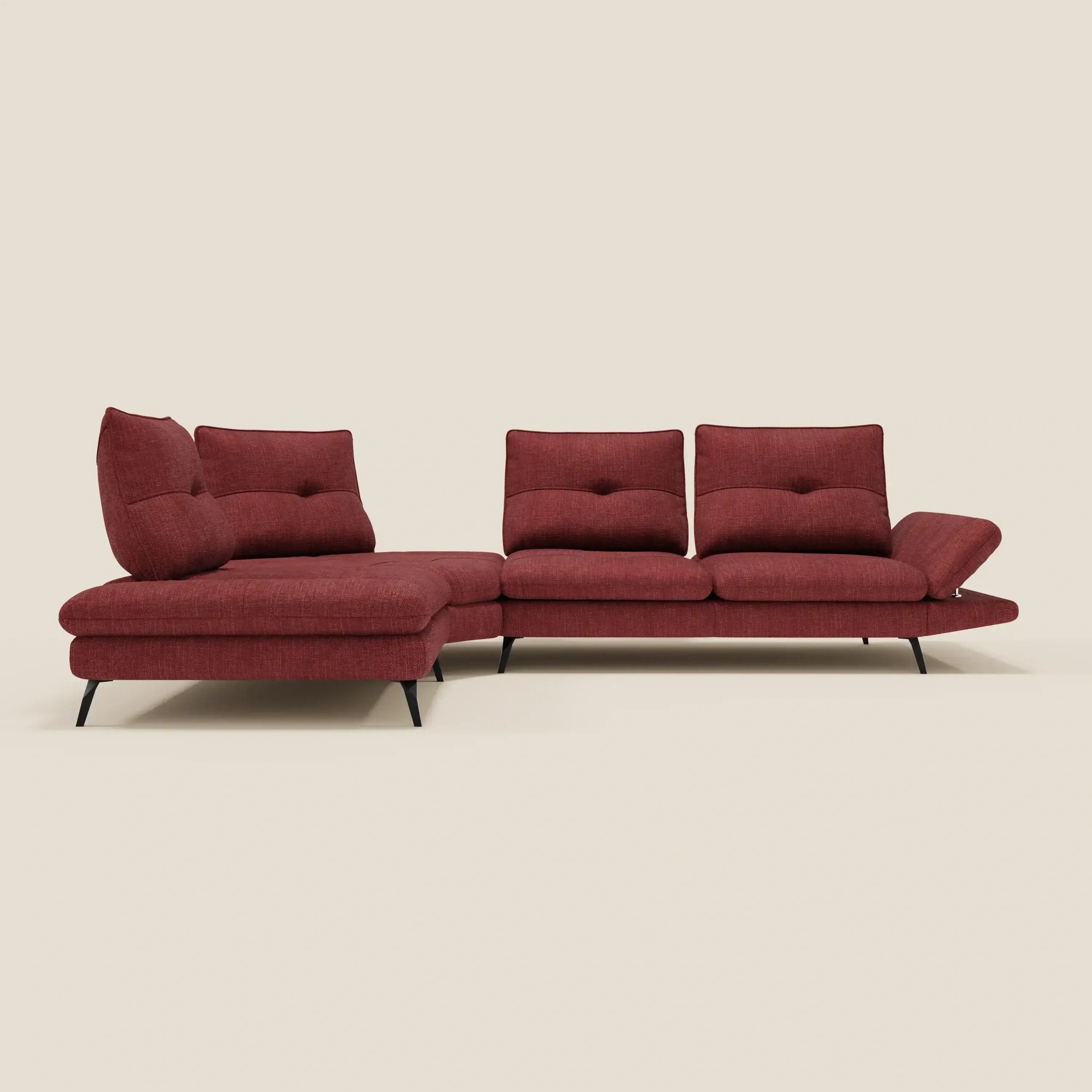 Ardex Canapé d'angle  - dossiers coulissants et accoudoirs réglables en élégant tissu imperméable T06 rouge - Image 5