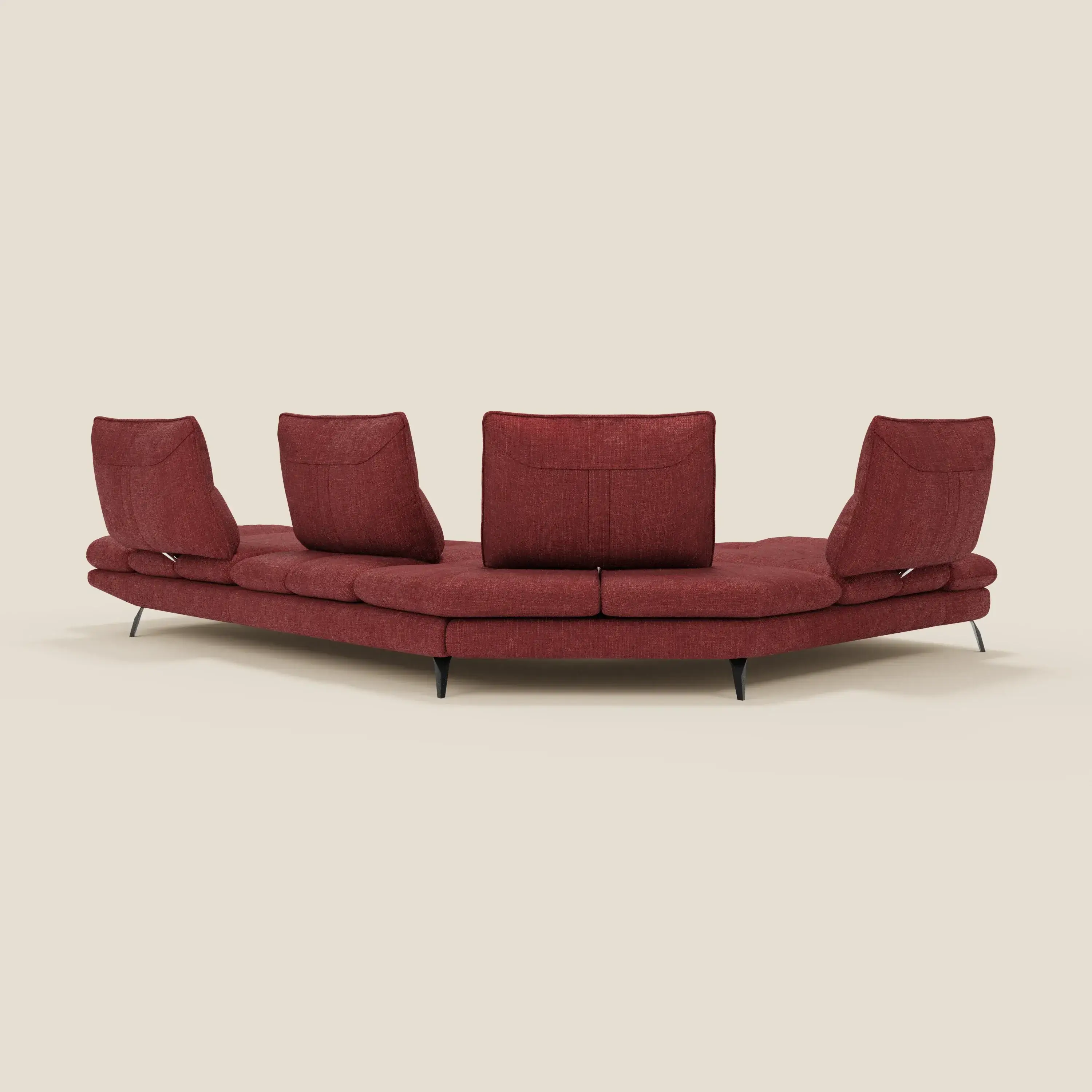 Ardex Canapé d'angle  - dossiers coulissants et accoudoirs réglables en élégant tissu imperméable T06 rouge - Image 9