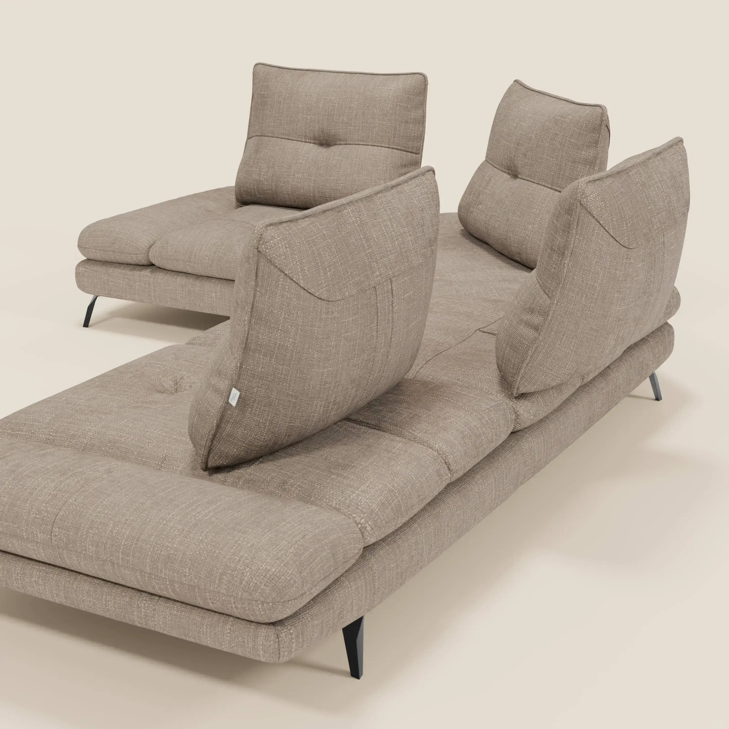 Ardex Canapé d'angle  - dossiers coulissants et accoudoirs réglables en élégant tissu imperméable T06 taupe - Image 10