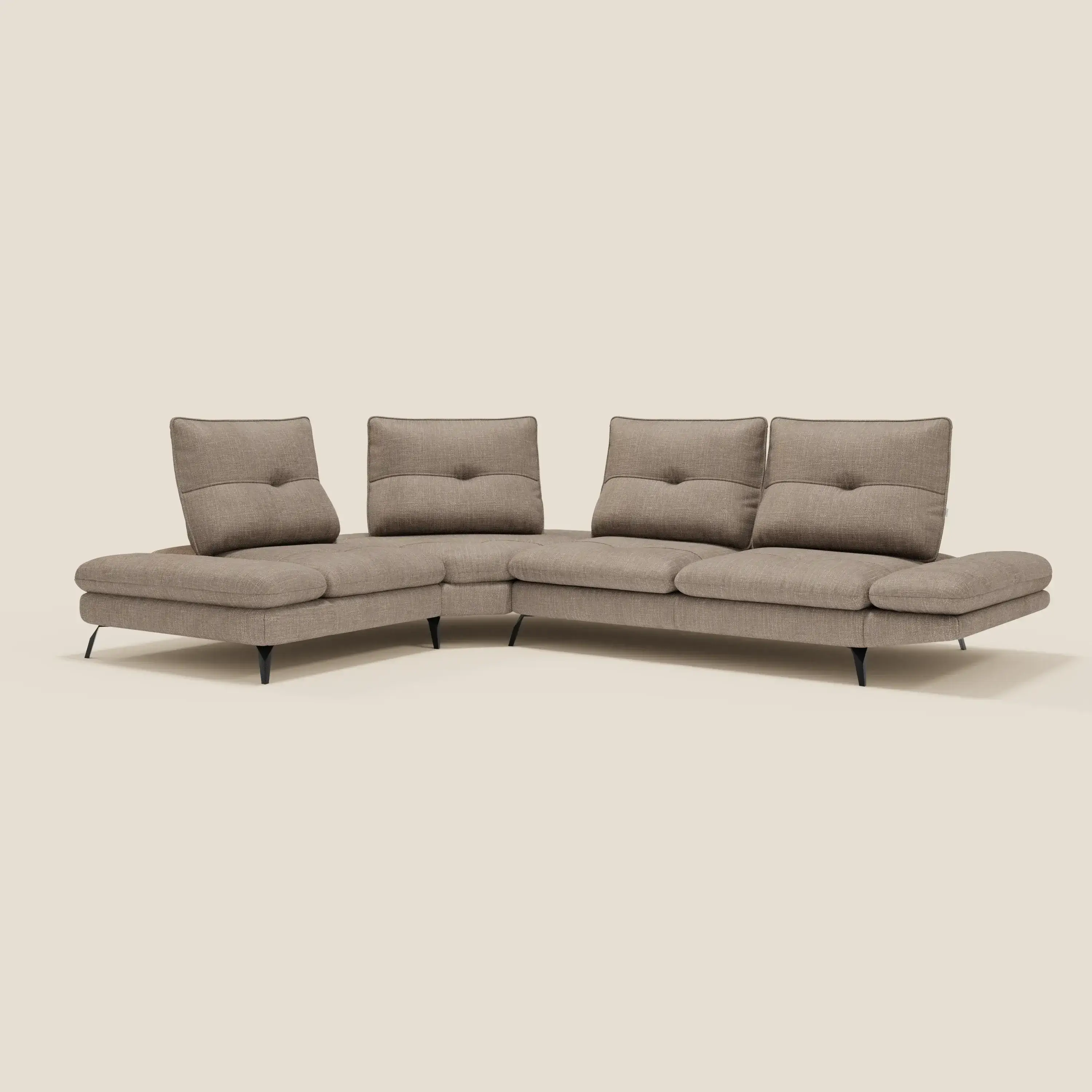 Ardex Canapé d'angle  - dossiers coulissants et accoudoirs réglables en élégant tissu imperméable T06 taupe - Image 2