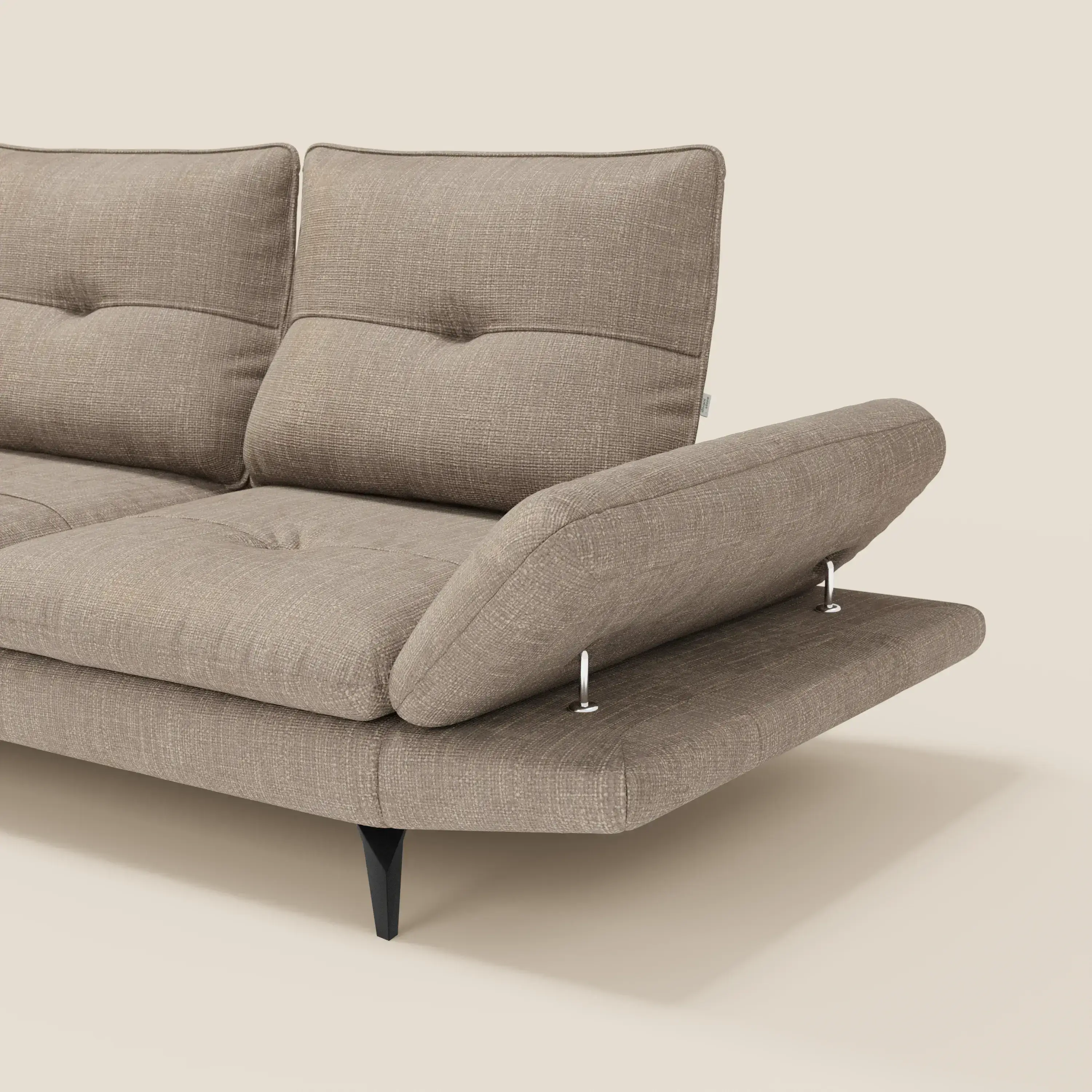 Ardex Canapé d'angle  - dossiers coulissants et accoudoirs réglables en élégant tissu imperméable T06 taupe - Image 3