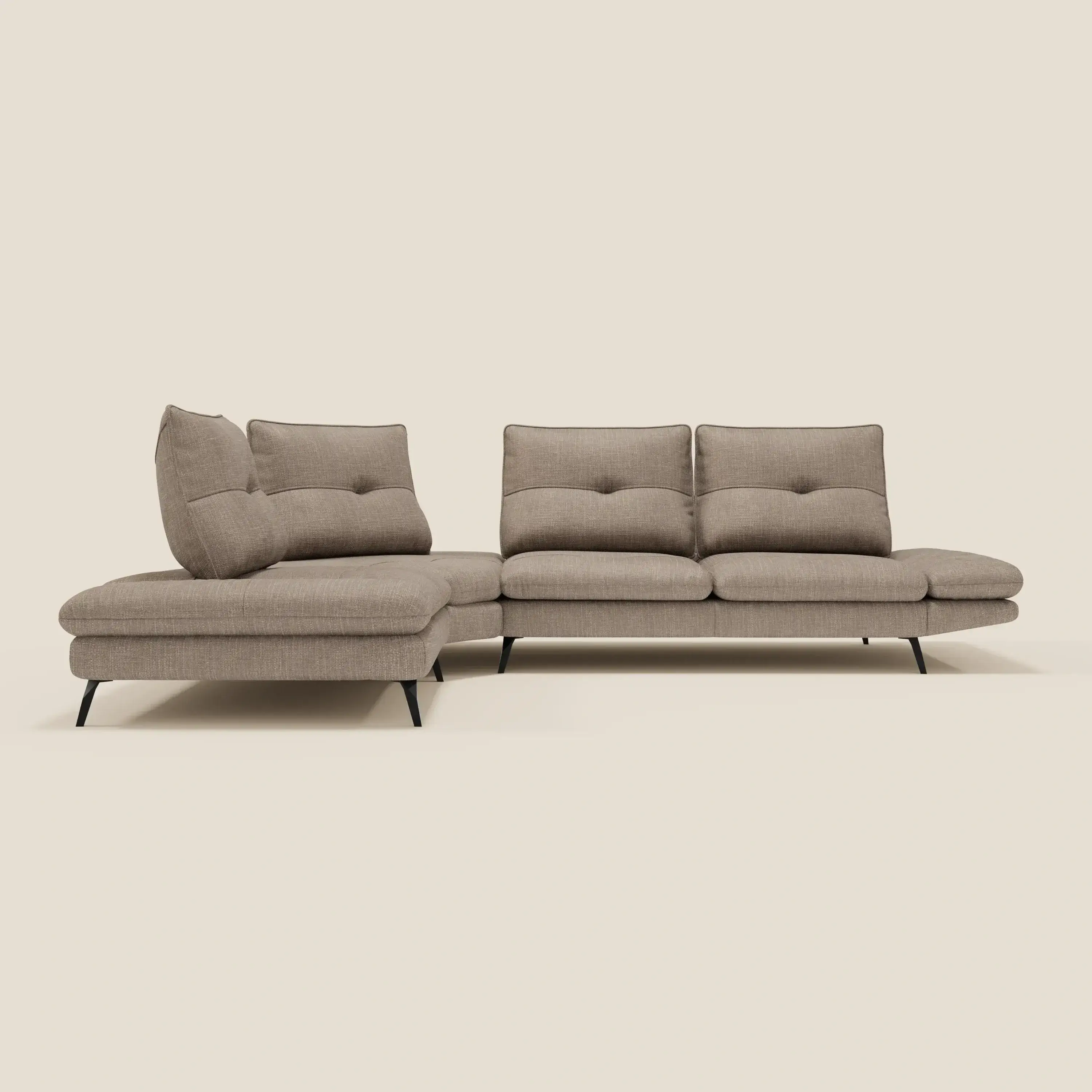 Ardex Canapé d'angle  - dossiers coulissants et accoudoirs réglables en élégant tissu imperméable T06 taupe - Image 4