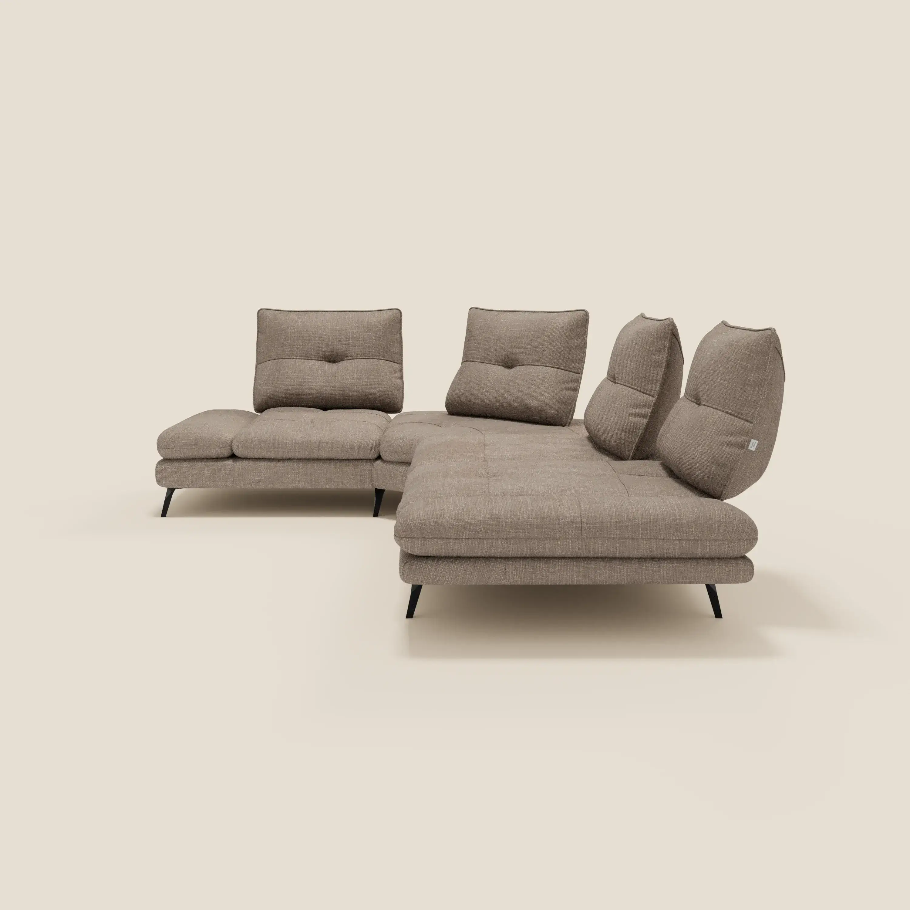 Ardex Canapé d'angle  - dossiers coulissants et accoudoirs réglables en élégant tissu imperméable T06 taupe - Image 7