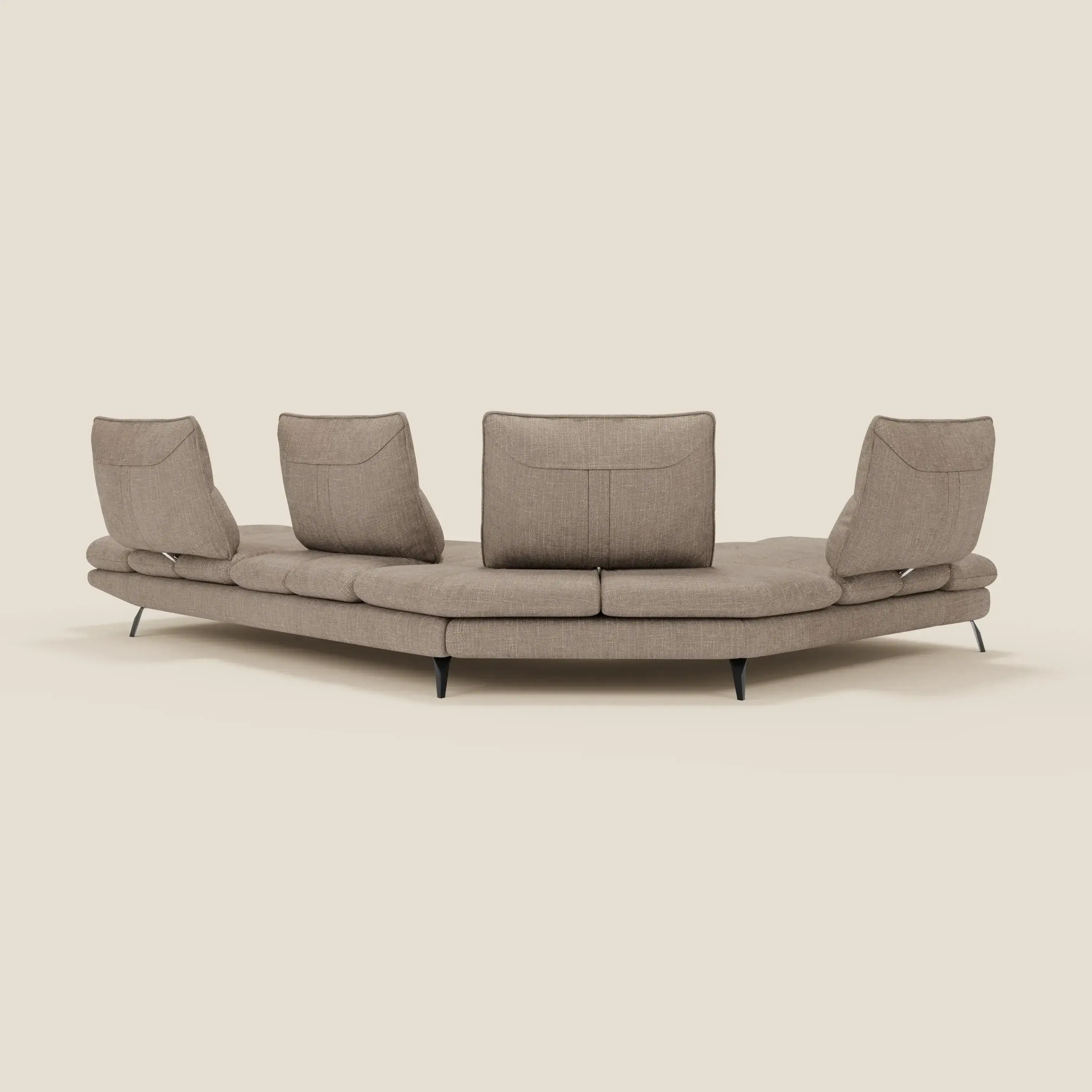 Ardex Canapé d'angle  - dossiers coulissants et accoudoirs réglables en élégant tissu imperméable T06 taupe - Image 9