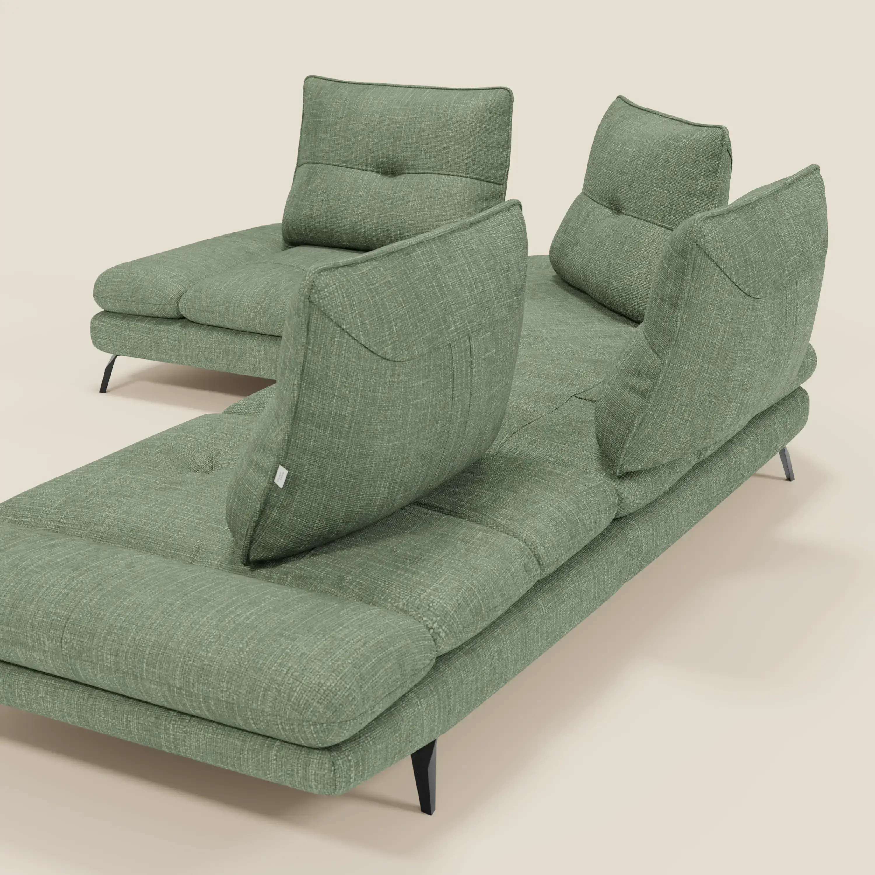 Ardex Canapé d'angle  - dossiers coulissants et accoudoirs réglables en élégant tissu imperméable T06 vert - Image 10