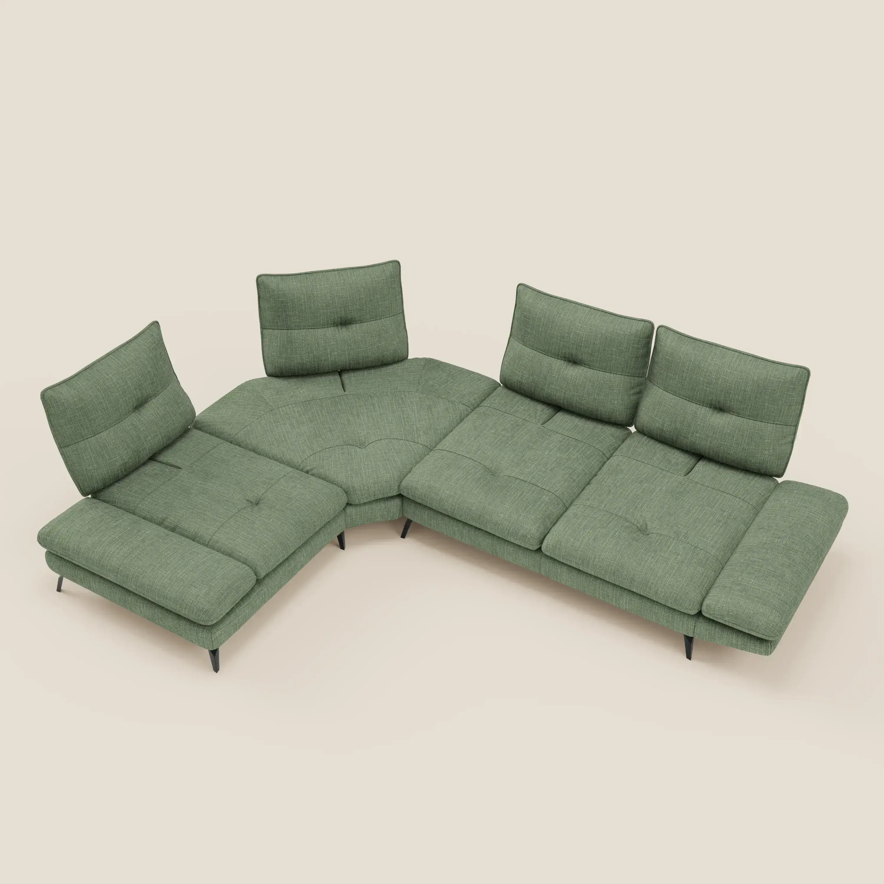 Ardex Canapé d'angle  - dossiers coulissants et accoudoirs réglables en élégant tissu imperméable T06 vert - Image 11