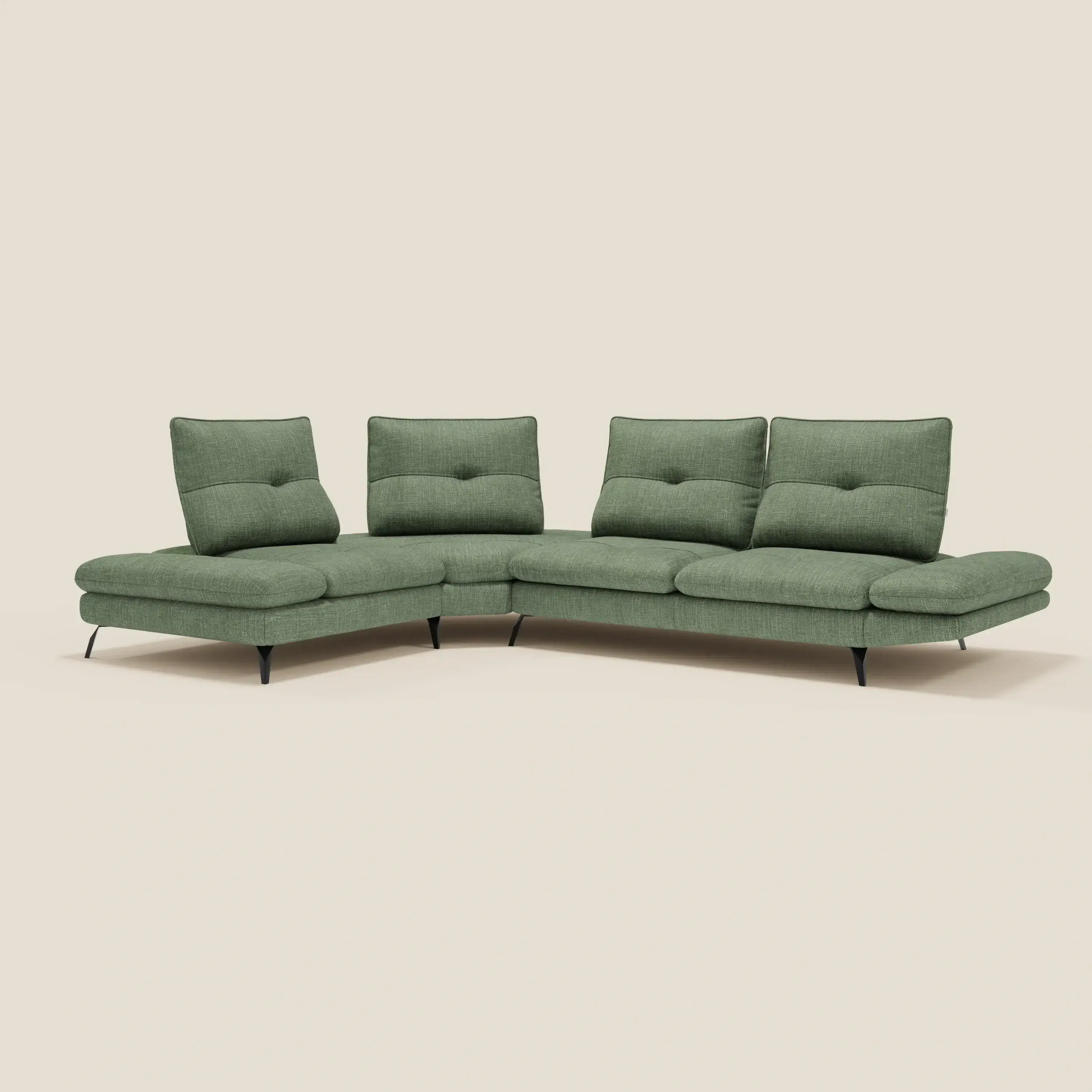 Ardex Canapé d'angle  - dossiers coulissants et accoudoirs réglables en élégant tissu imperméable T06 vert - Image 2