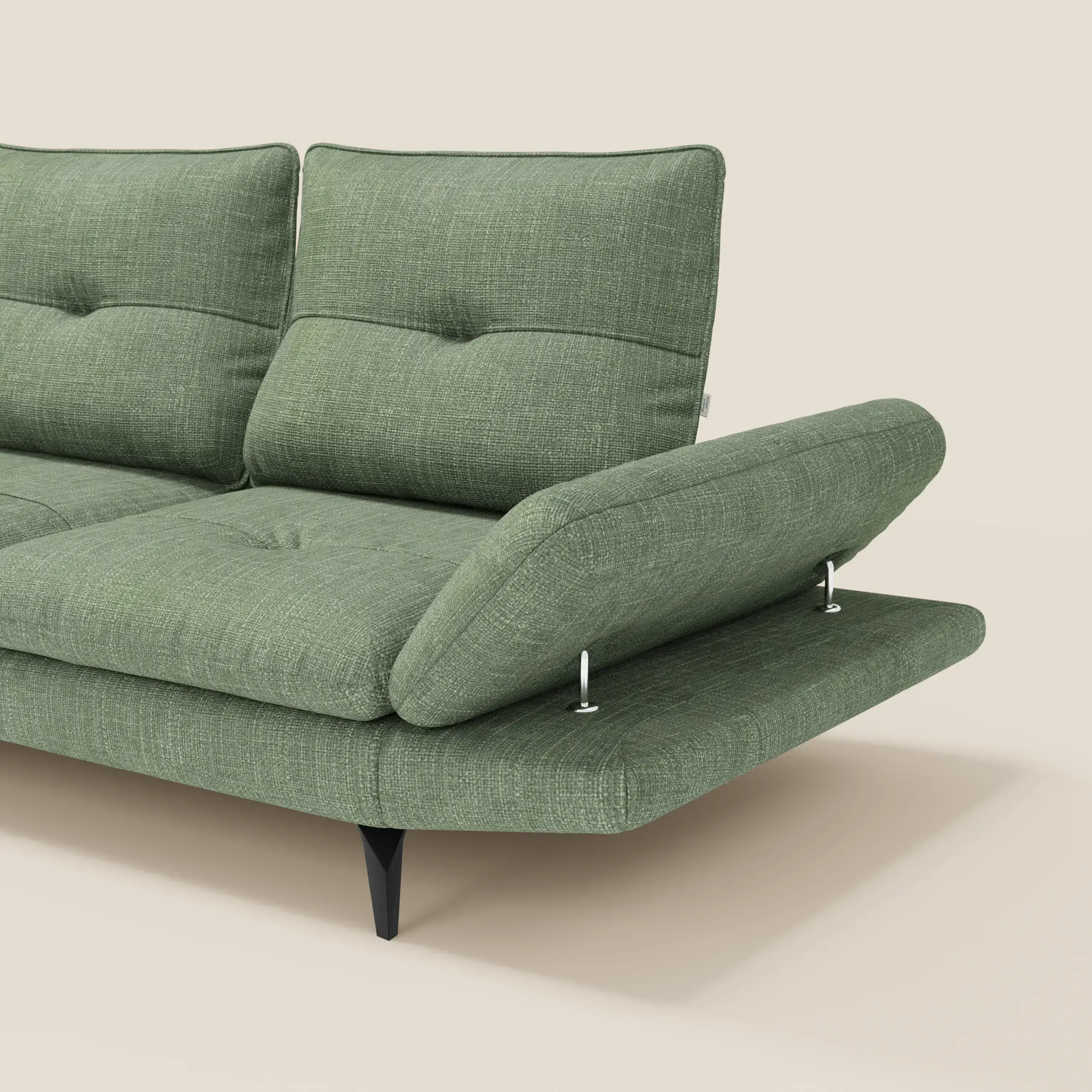 Ardex Canapé d'angle  - dossiers coulissants et accoudoirs réglables en élégant tissu imperméable T06 vert - Image 3