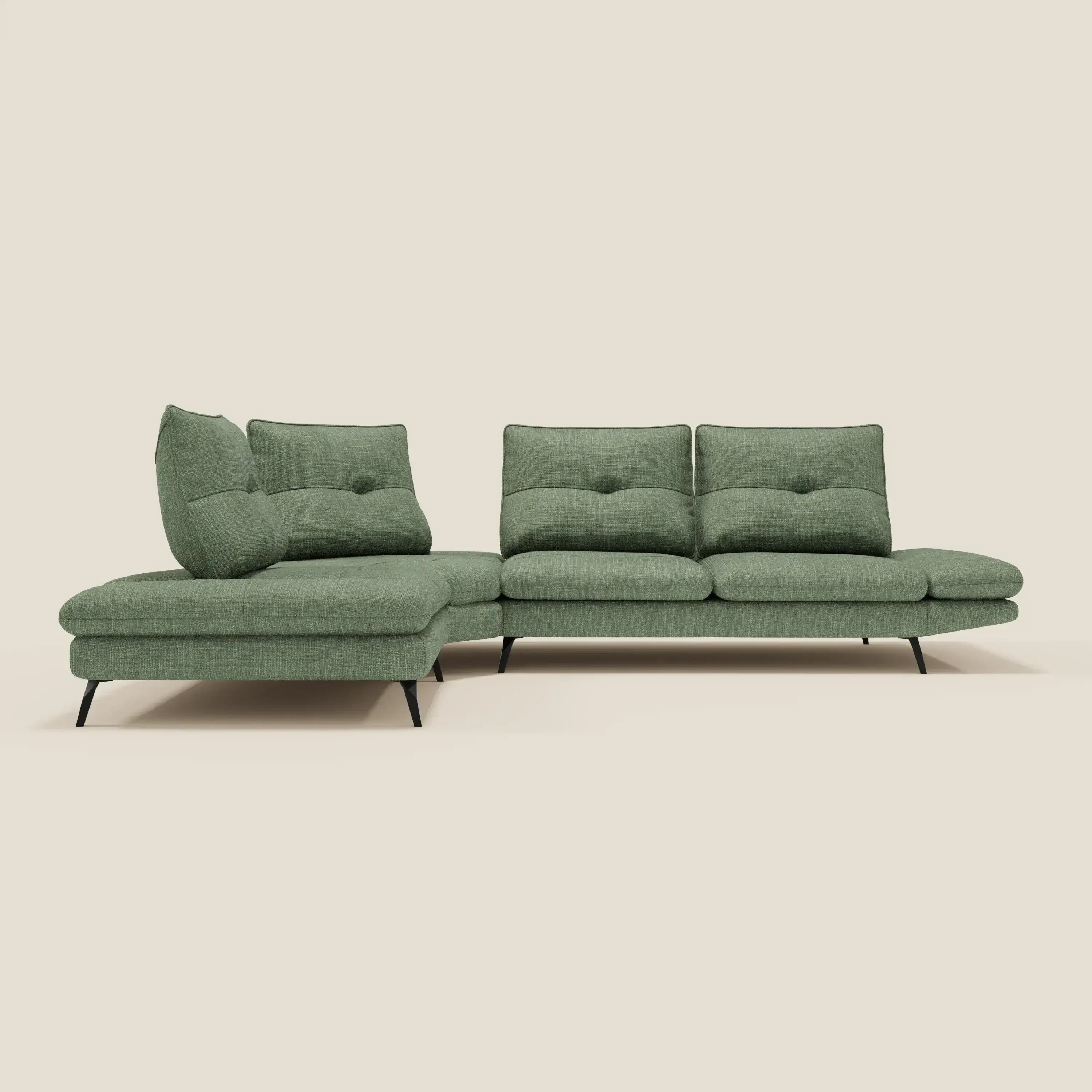 Ardex Canapé d'angle  - dossiers coulissants et accoudoirs réglables en élégant tissu imperméable T06 vert - Image 4