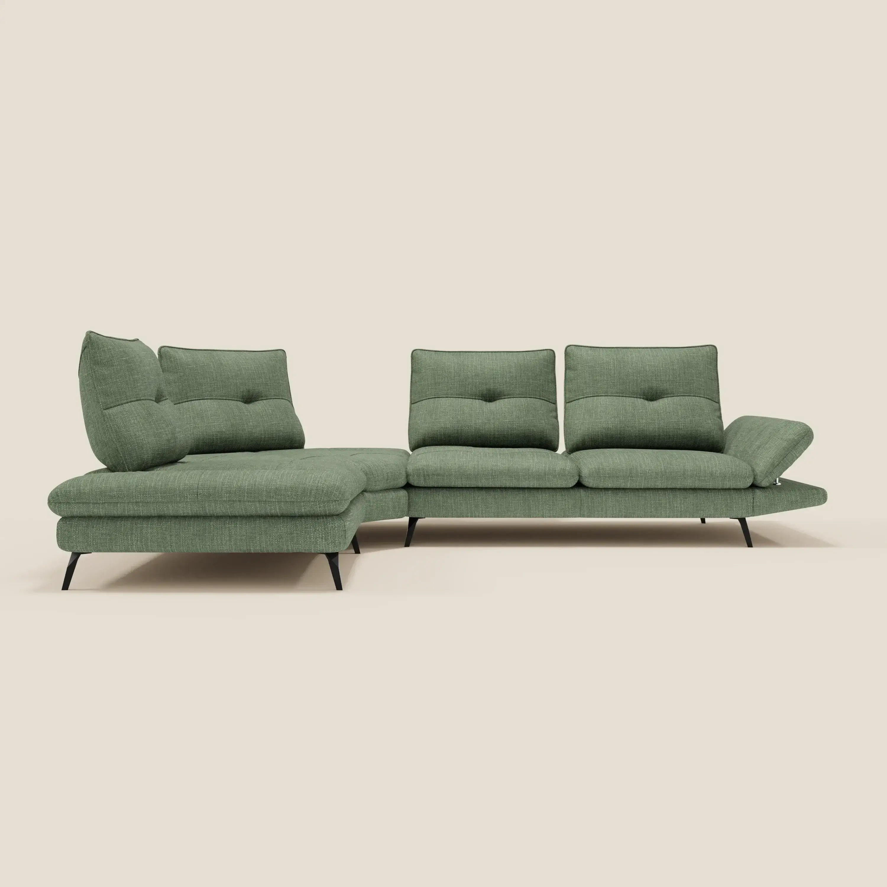 Ardex Canapé d'angle  - dossiers coulissants et accoudoirs réglables en élégant tissu imperméable T06 vert - Image 5