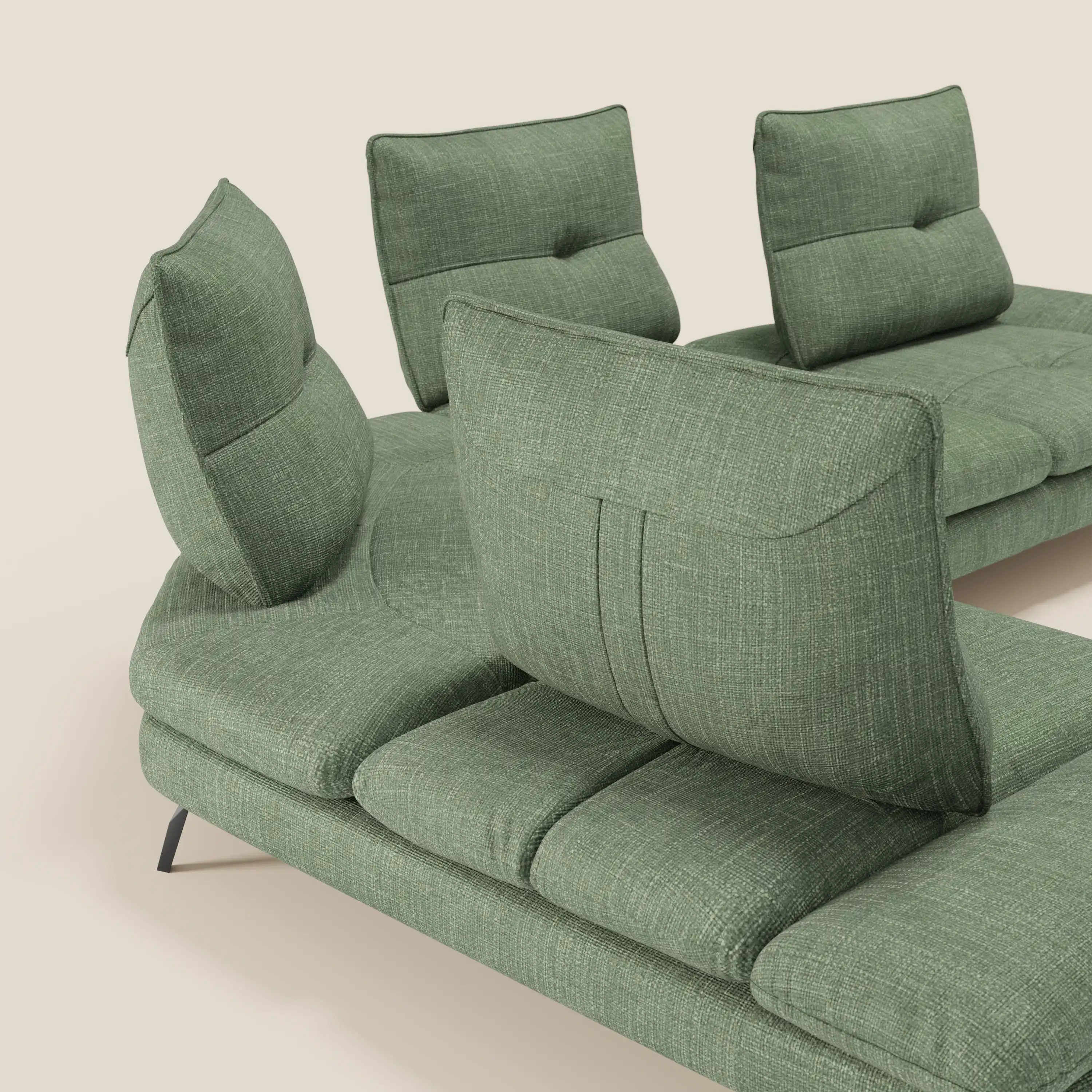Ardex Canapé d'angle  - dossiers coulissants et accoudoirs réglables en élégant tissu imperméable T06 vert - Image 6