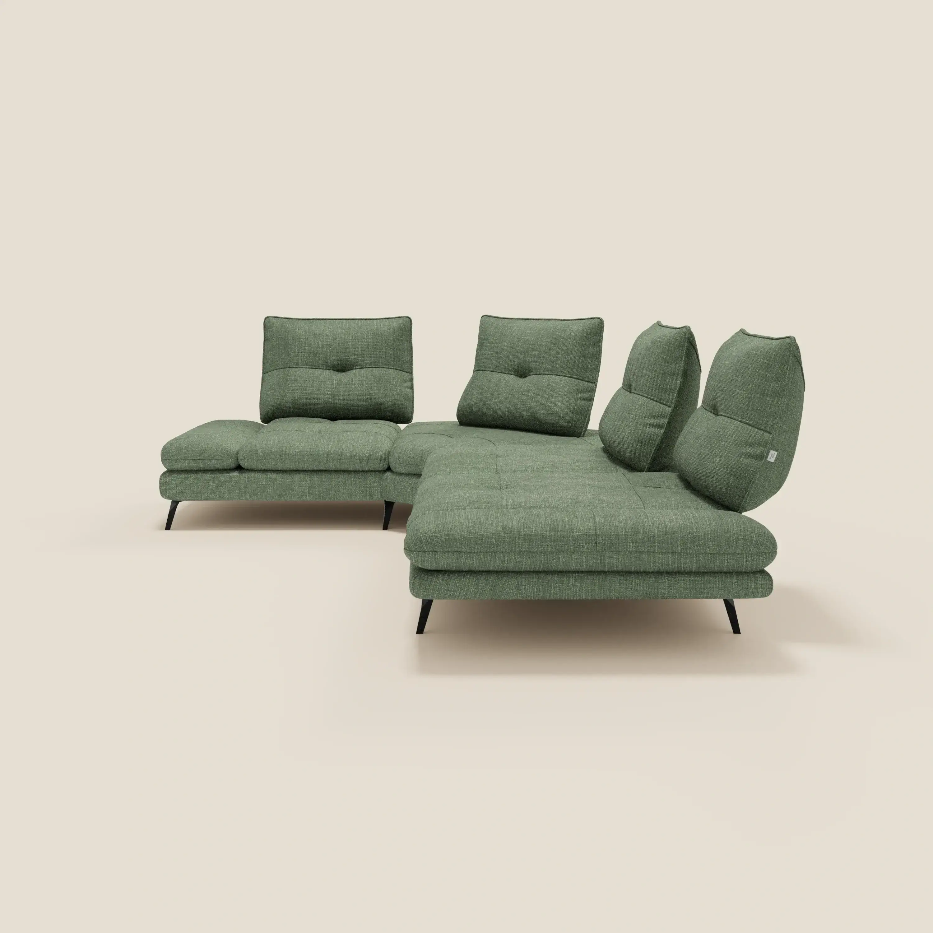 Ardex Canapé d'angle  - dossiers coulissants et accoudoirs réglables en élégant tissu imperméable T06 vert - Image 7