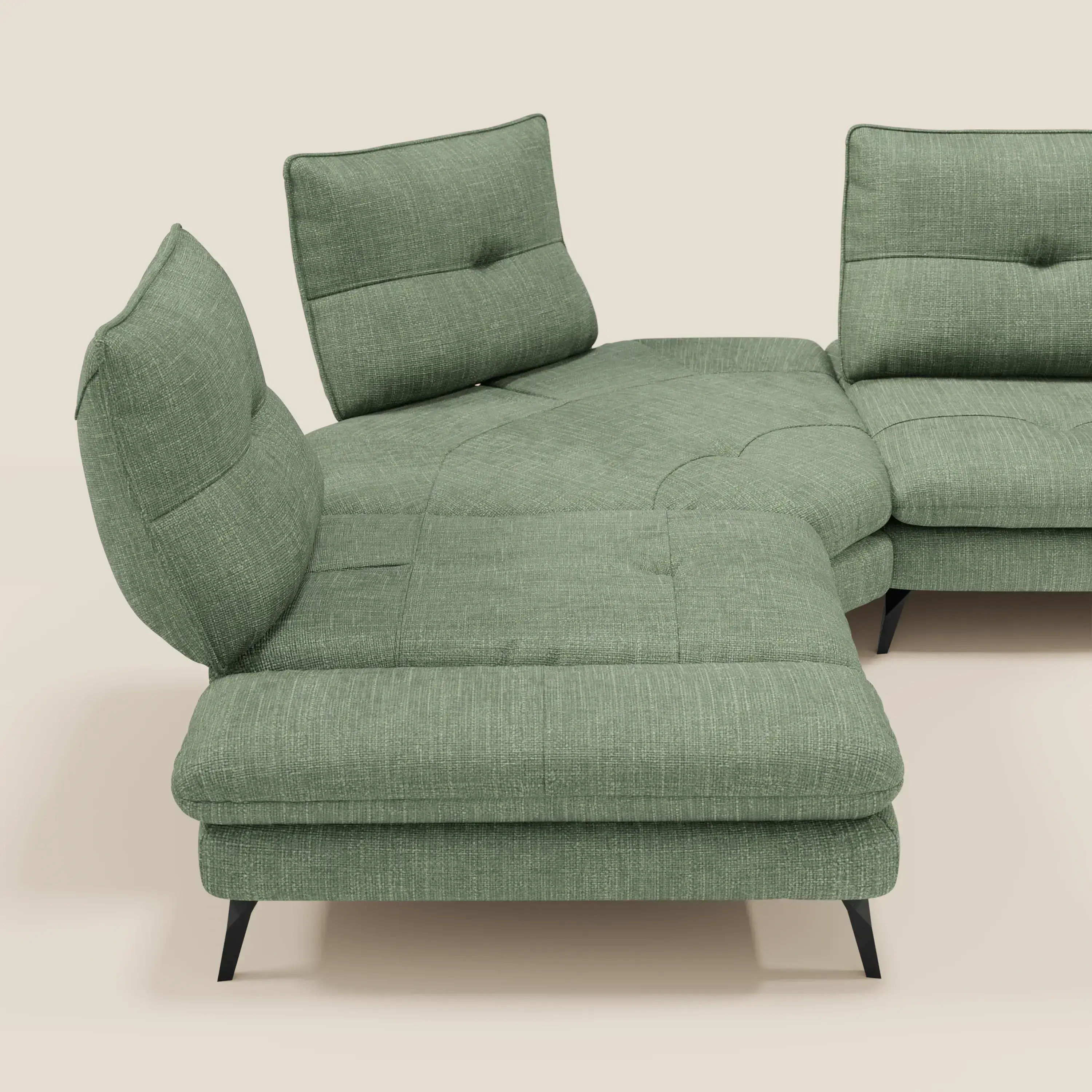 Ardex Canapé d'angle  - dossiers coulissants et accoudoirs réglables en élégant tissu imperméable T06 vert - Image 8
