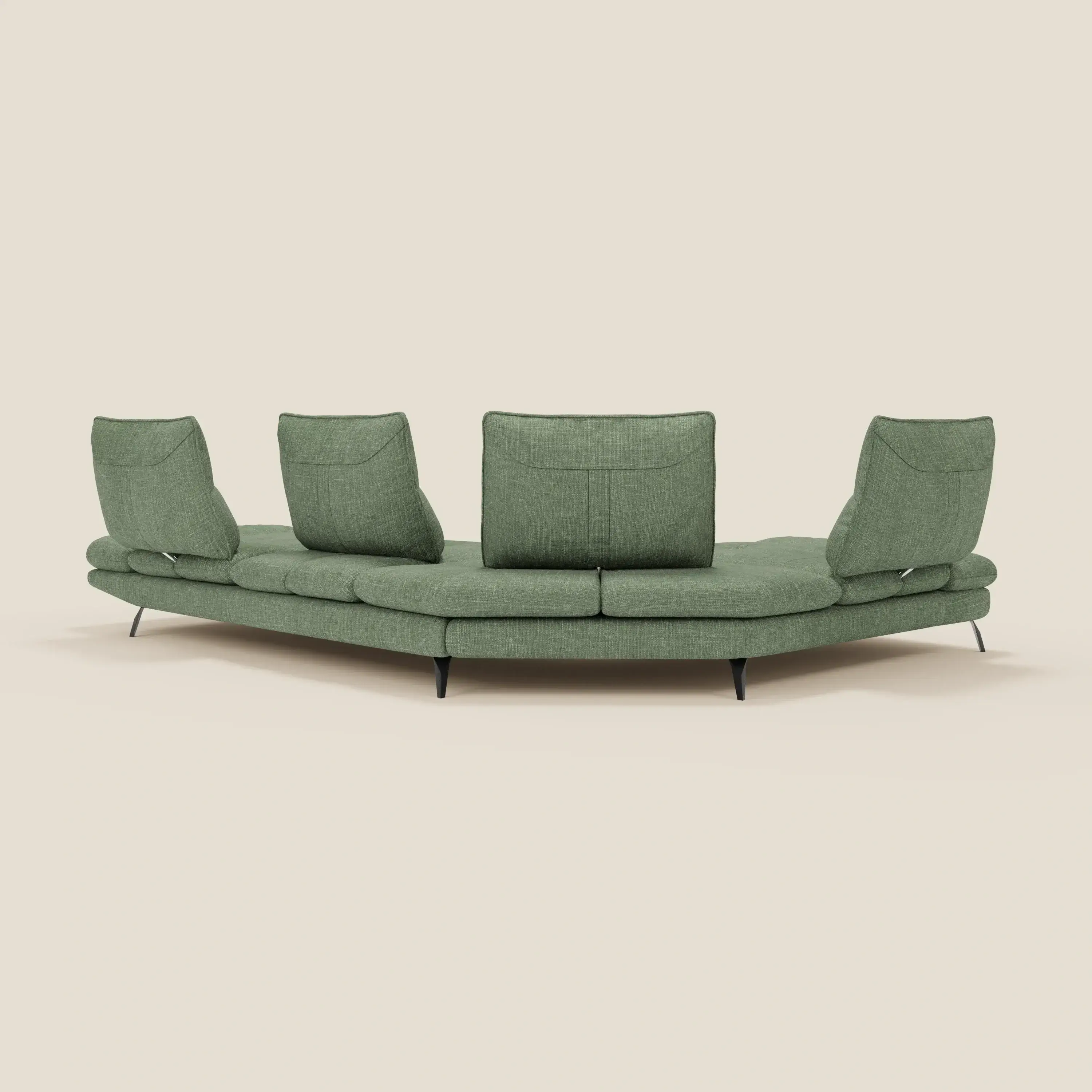 Ardex Canapé d'angle  - dossiers coulissants et accoudoirs réglables en élégant tissu imperméable T06 vert - Image 9