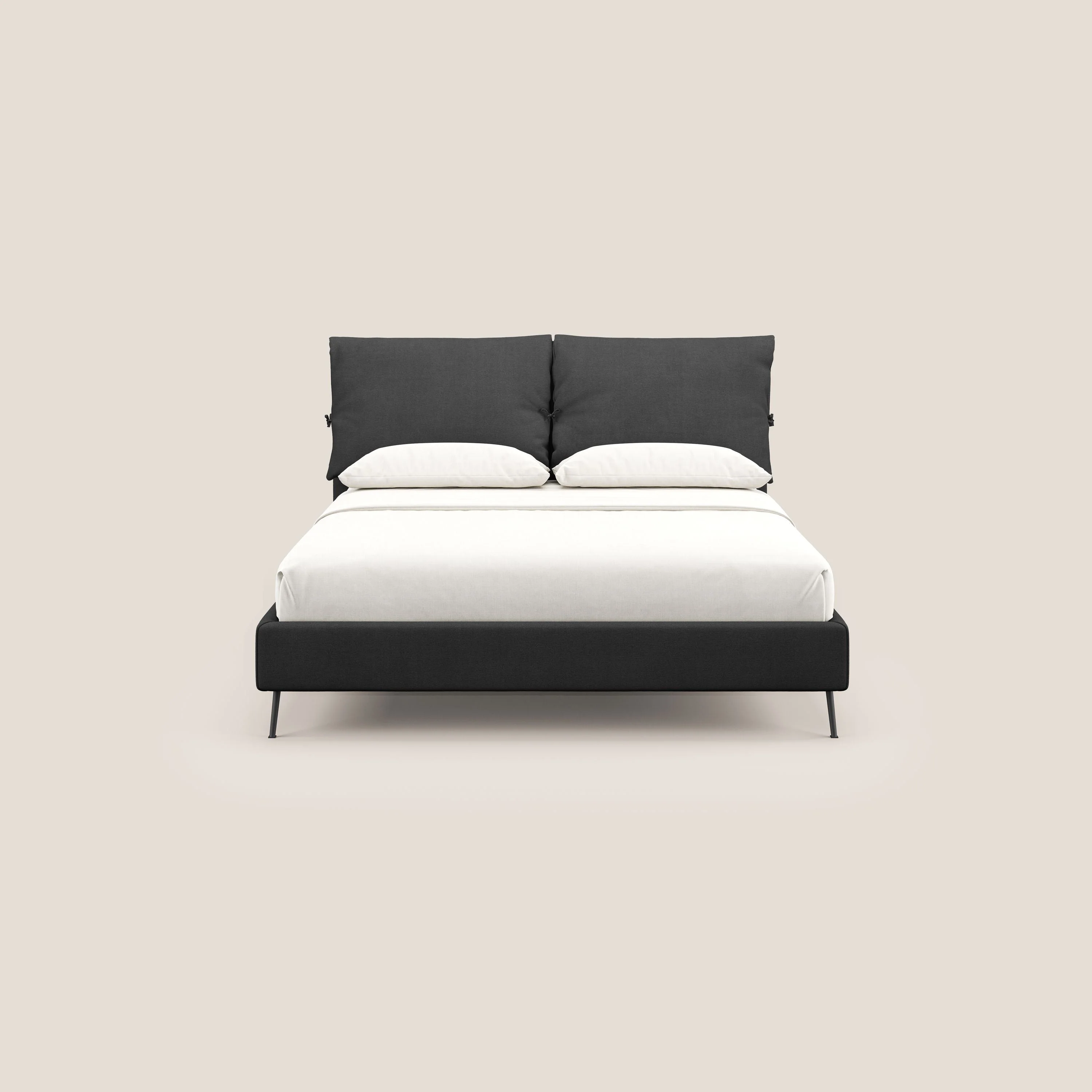 Artemisia lit rembourré avec pieds hauts déhoussable en tissu détachable T17 anthracite - Image 2