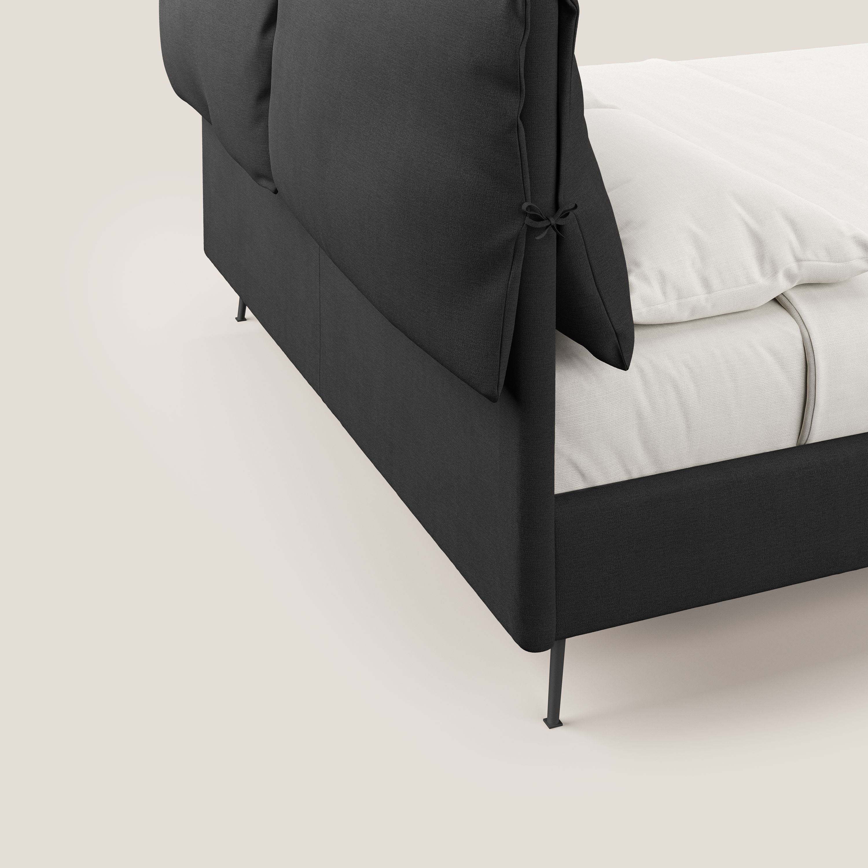 Artemisia lit rembourré avec pieds hauts déhoussable en tissu détachable T17 anthracite - Image 3