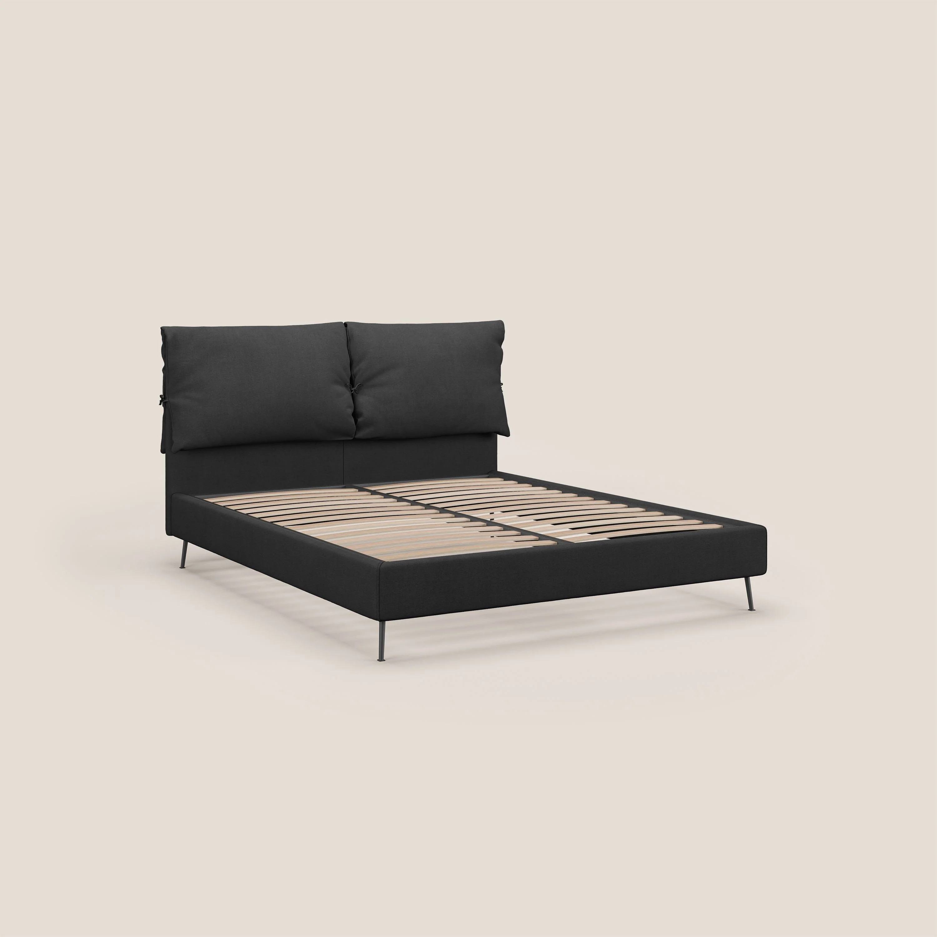 Artemisia lit rembourré avec pieds hauts déhoussable en tissu détachable T17 anthracite - Image 4