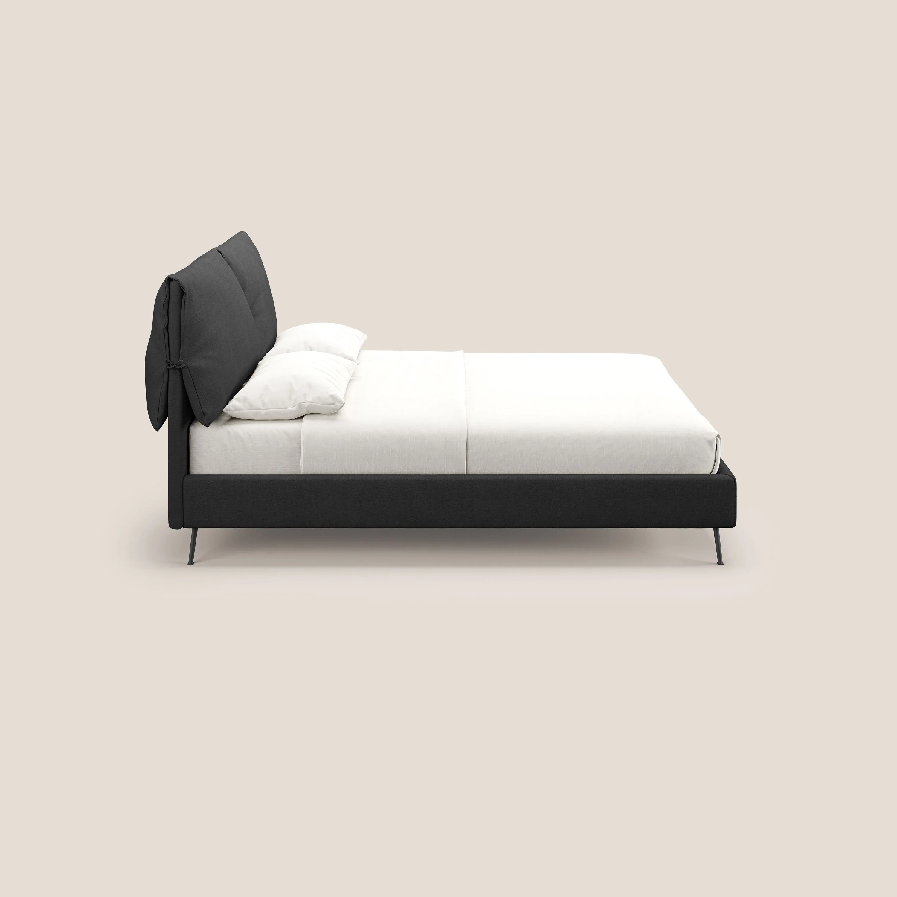 Artemisia lit rembourré avec pieds hauts déhoussable en tissu détachable T17 anthracite - Image 5