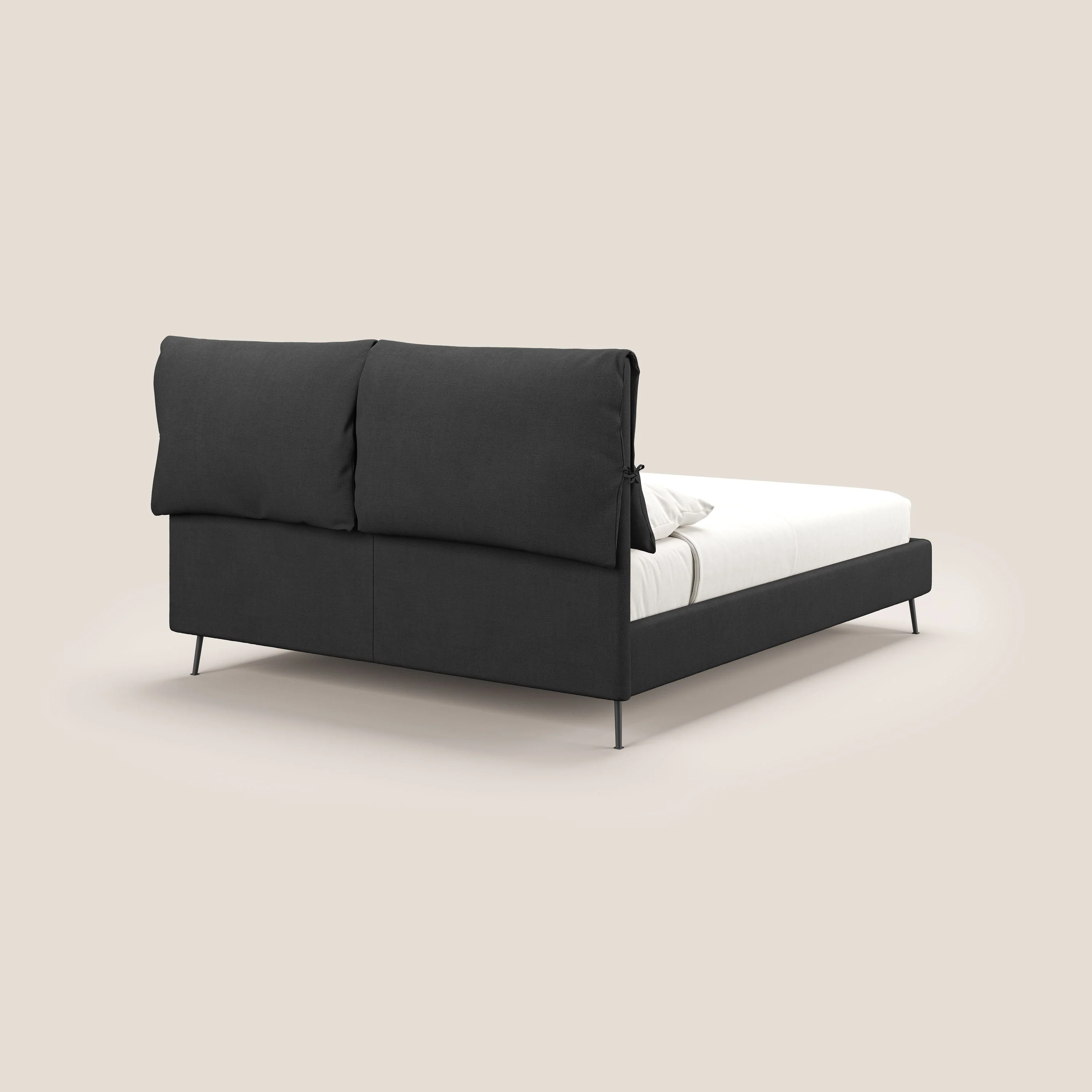 Artemisia lit rembourré avec pieds hauts déhoussable en tissu détachable T17 anthracite - Image 6