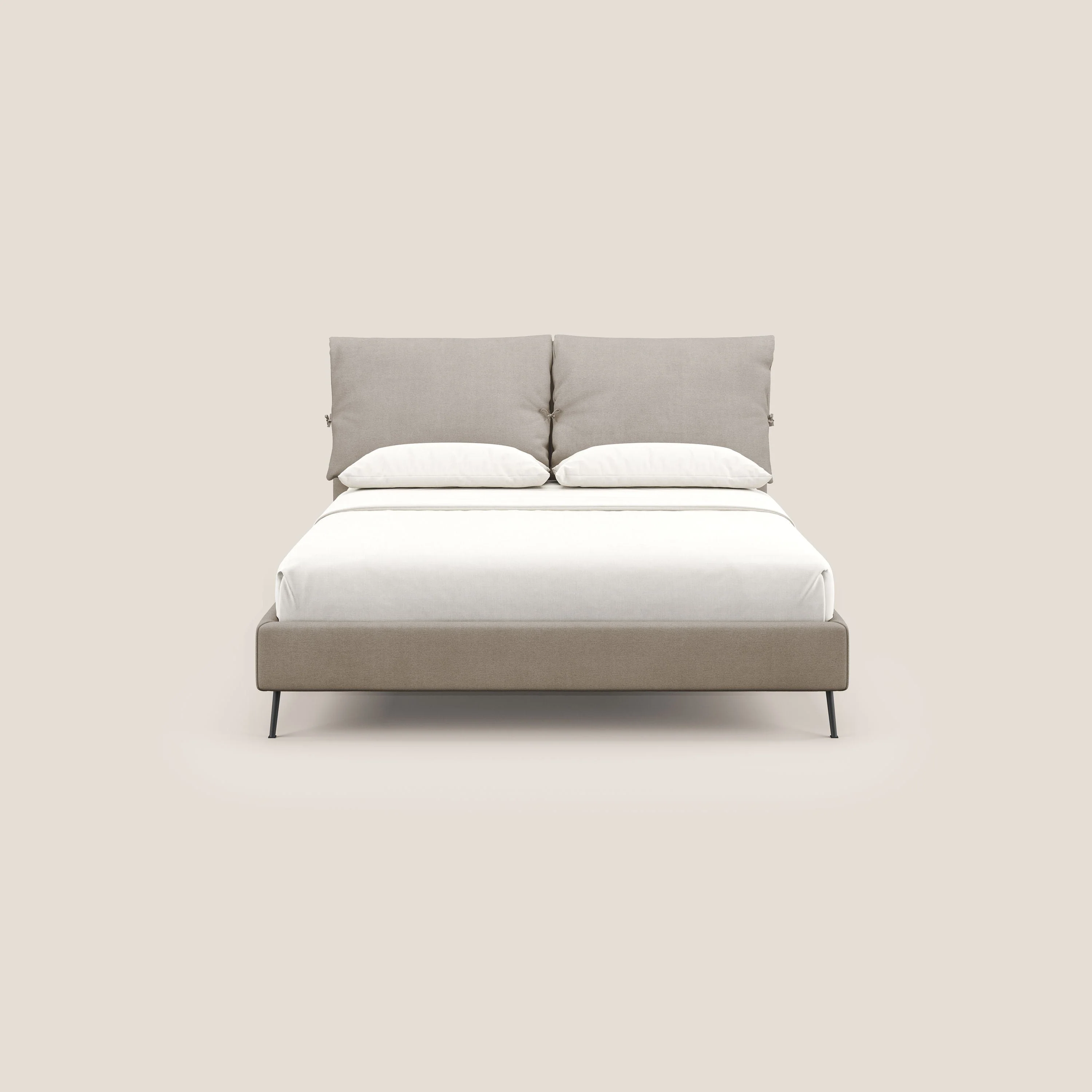 Artemisia lit rembourré avec pieds hauts déhoussable en tissu détachable T17 beige - Image 2