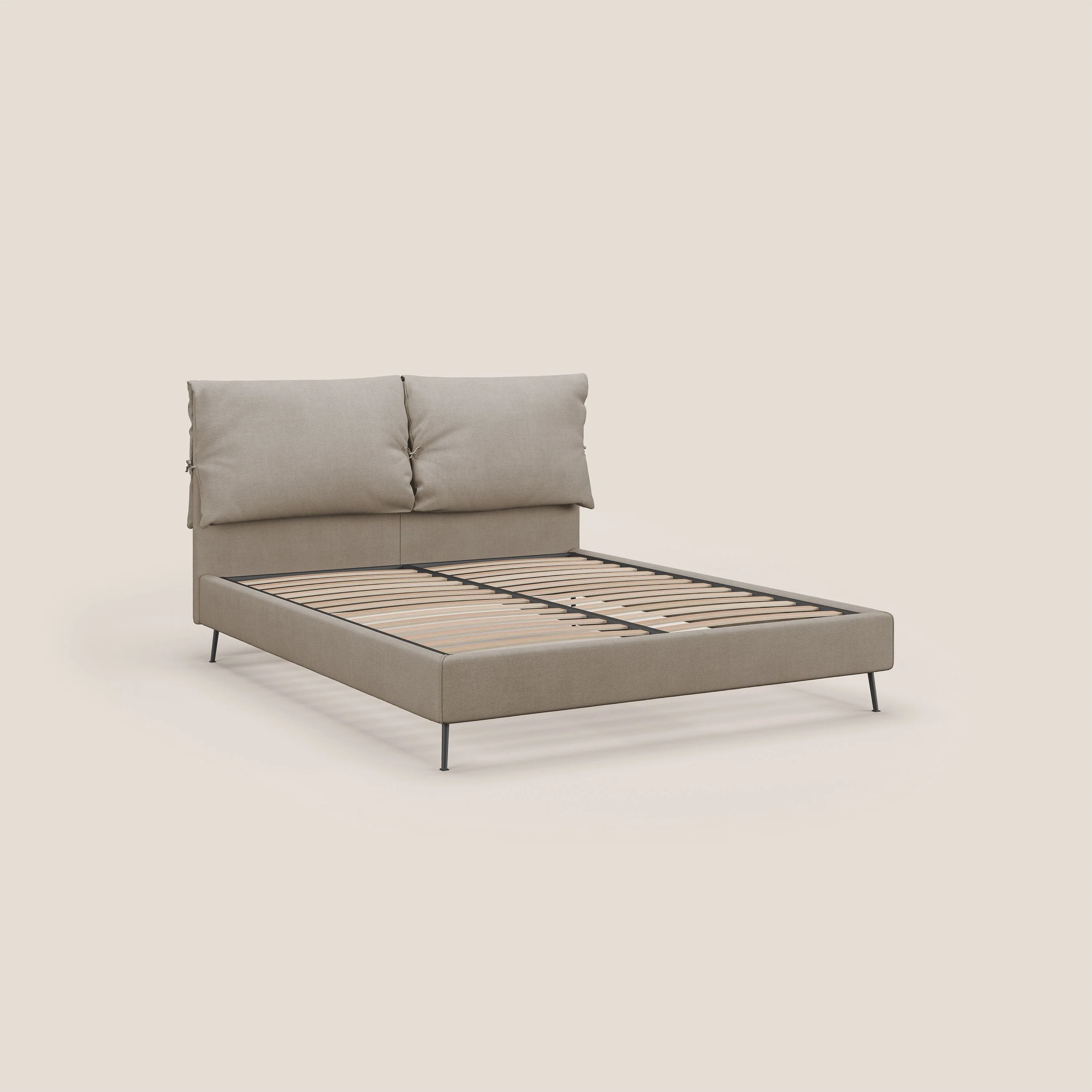 Artemisia lit rembourré avec pieds hauts déhoussable en tissu détachable T17 beige - Image 4