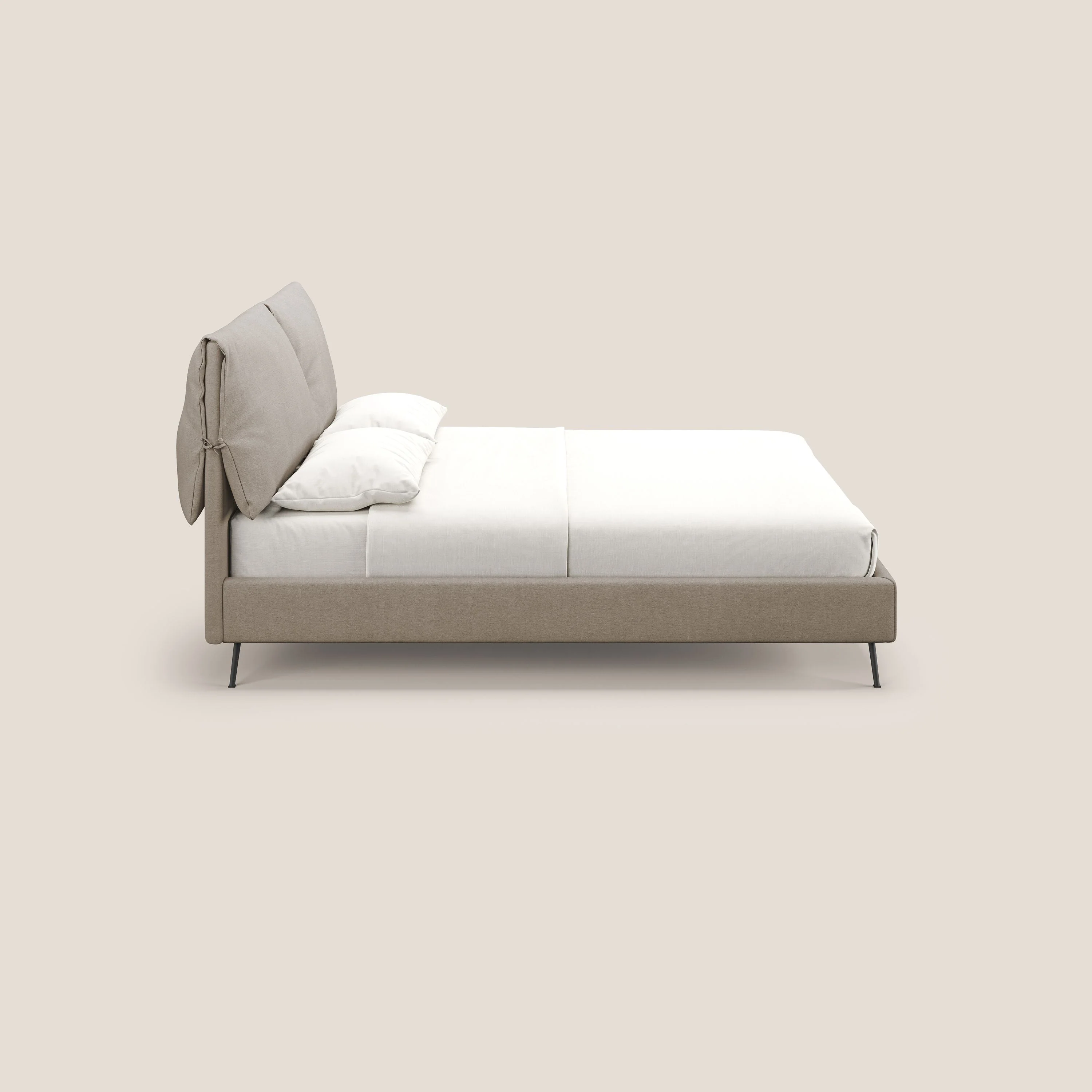 Artemisia lit rembourré avec pieds hauts déhoussable en tissu détachable T17 beige - Image 5