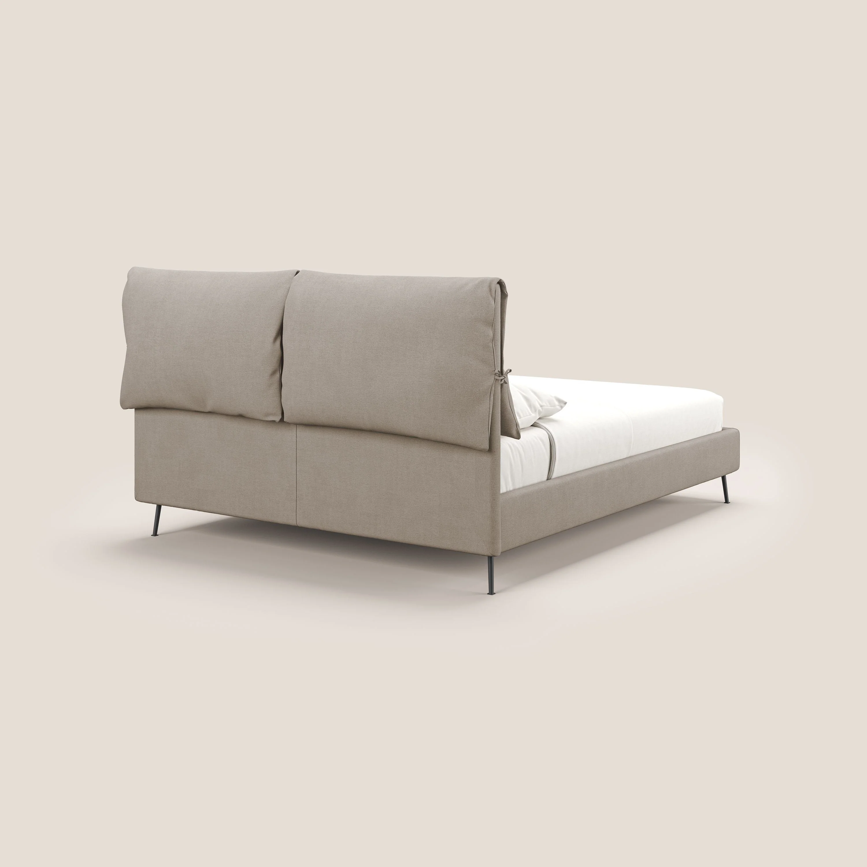Artemisia lit rembourré avec pieds hauts déhoussable en tissu détachable T17 beige - Image 6