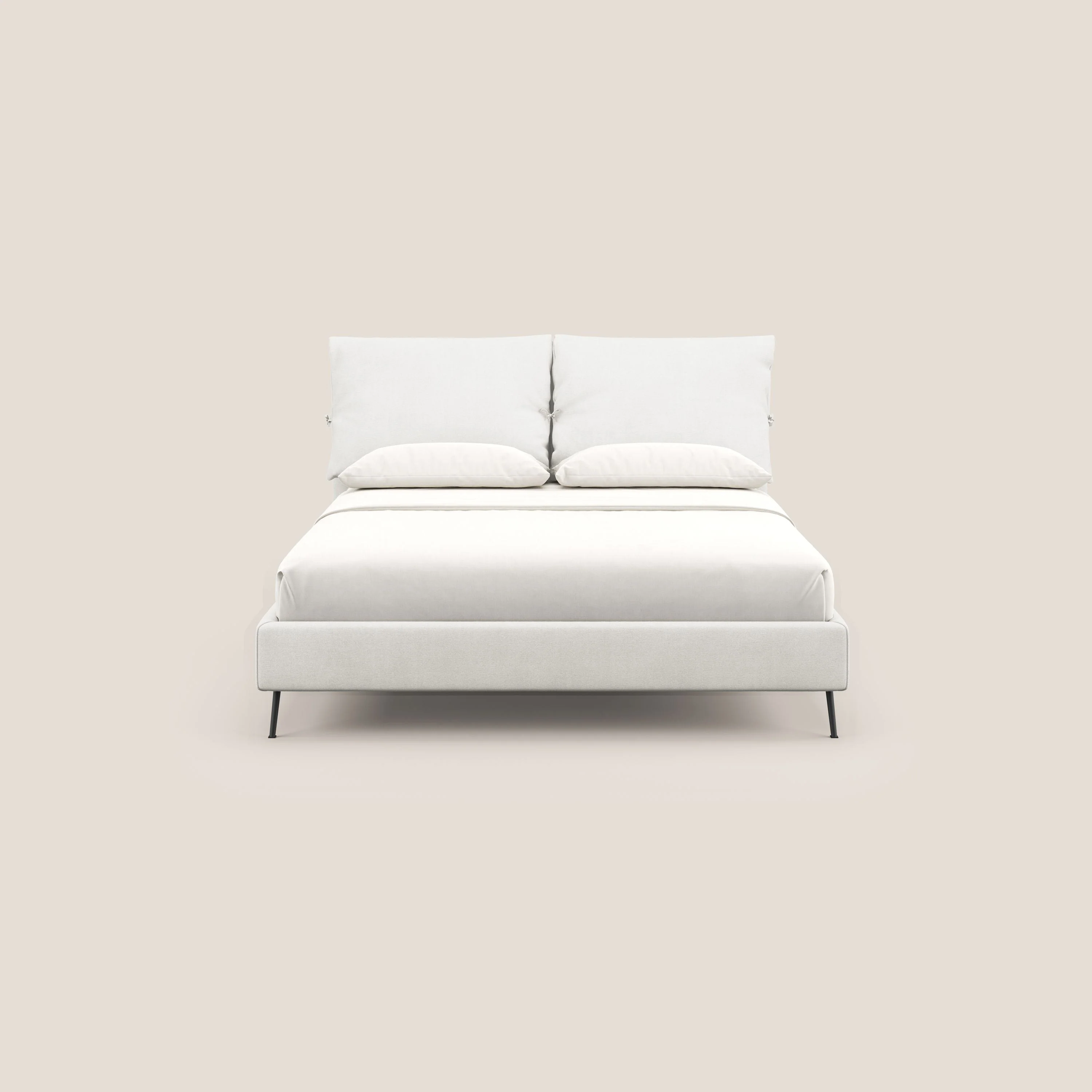 Artemisia lit rembourré avec pieds hauts déhoussable en tissu détachable T17 blanc - Image 2