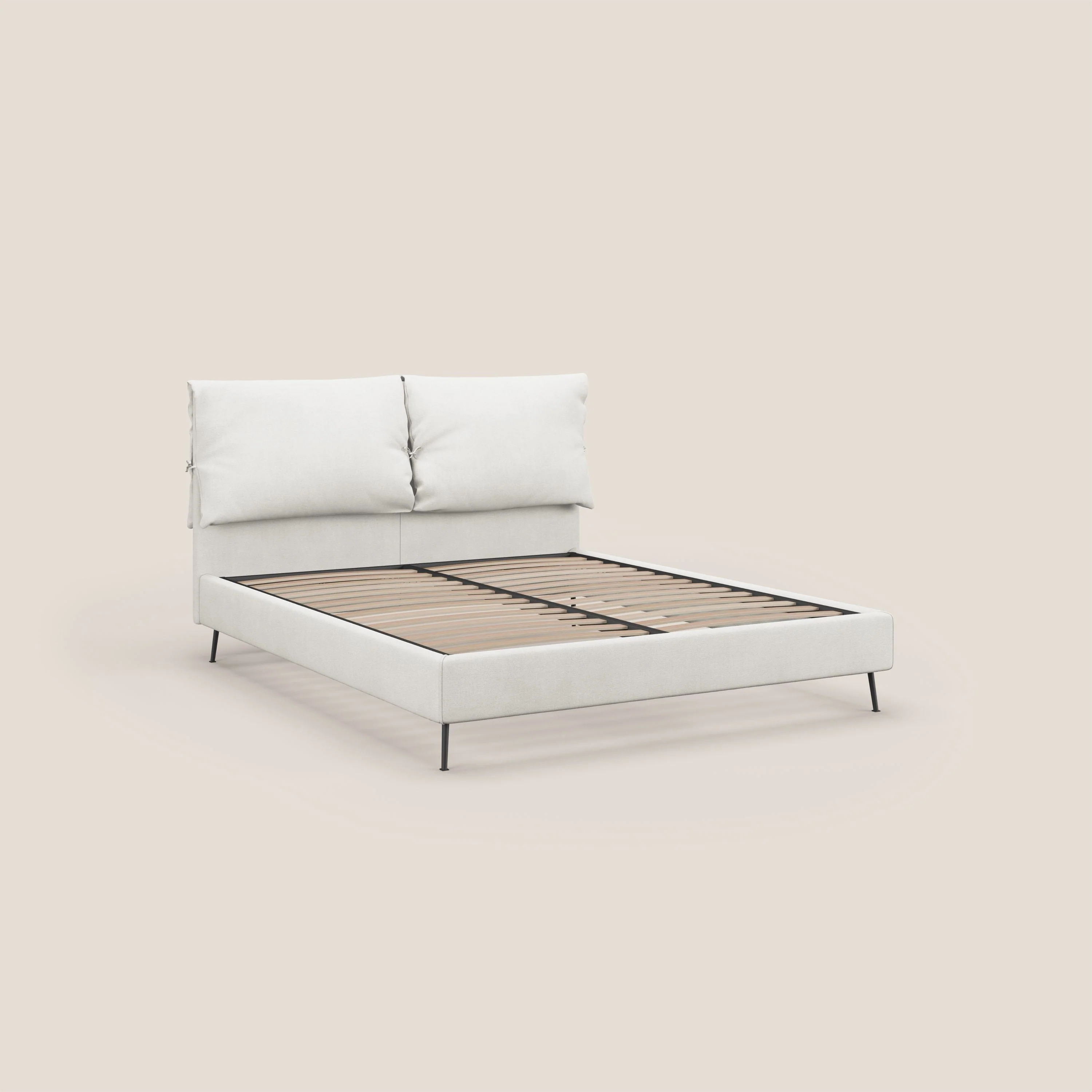 Artemisia lit rembourré avec pieds hauts déhoussable en tissu détachable T17 blanc - Image 4