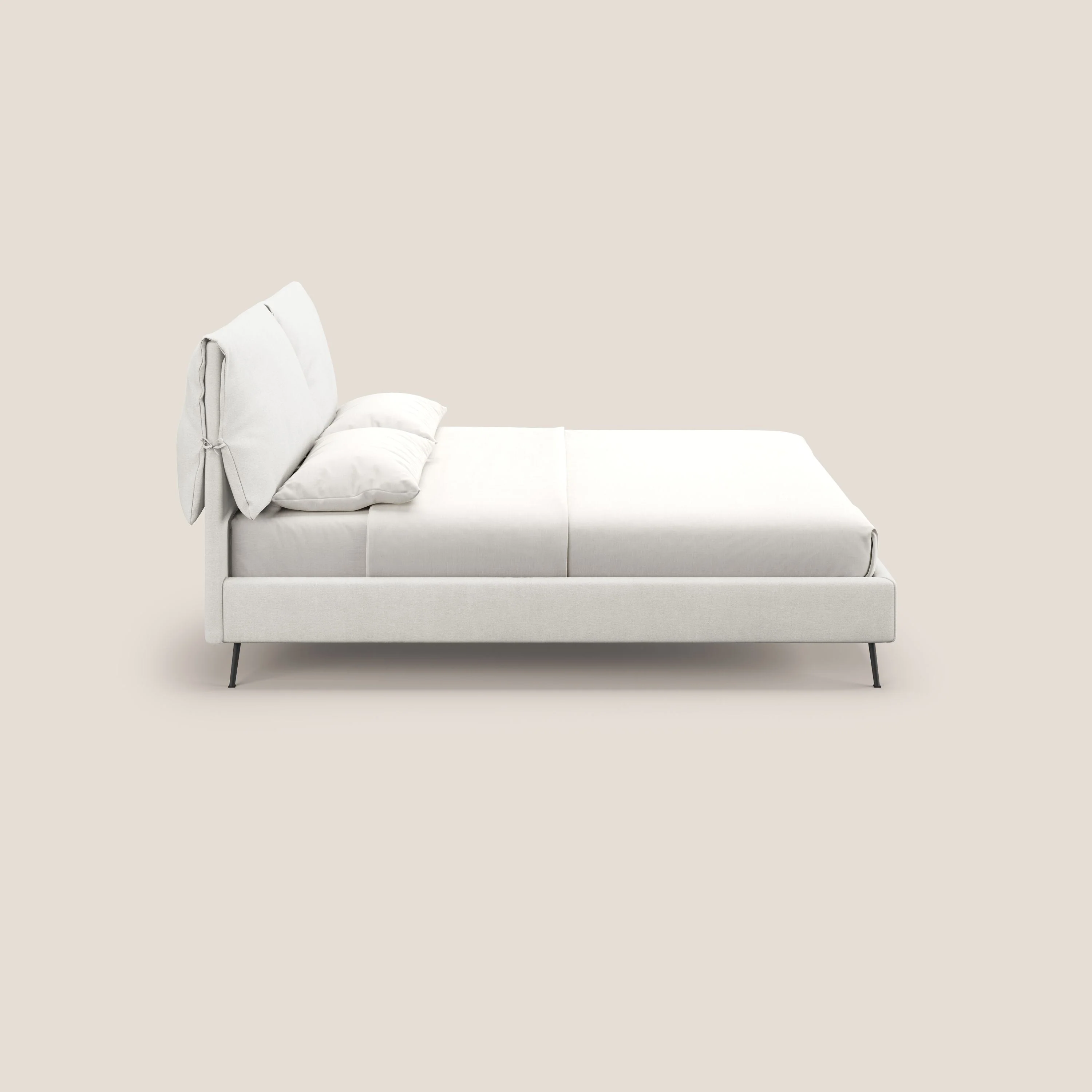 Artemisia lit rembourré avec pieds hauts déhoussable en tissu détachable T17 blanc - Image 5