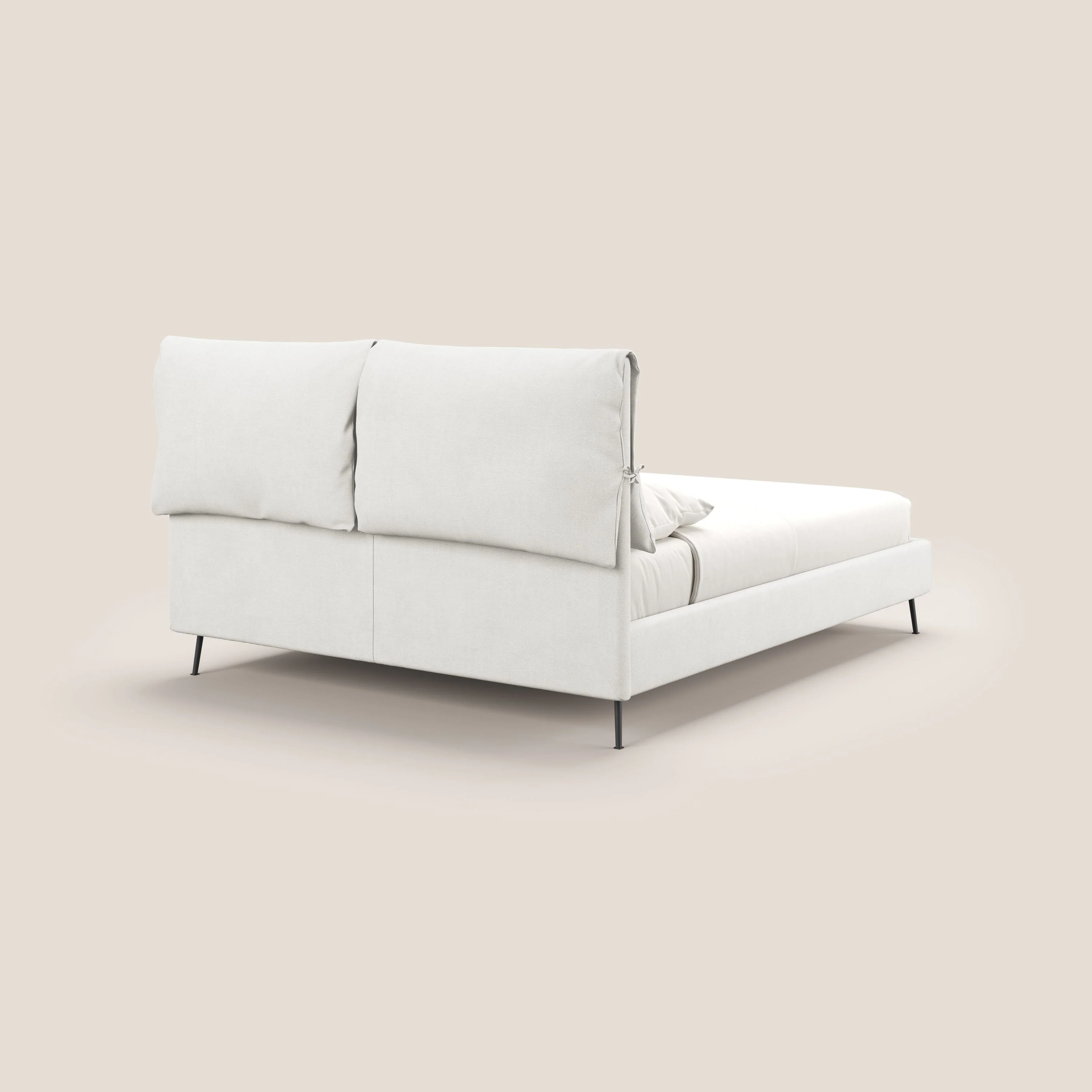 Artemisia lit rembourré avec pieds hauts déhoussable en tissu détachable T17 blanc - Image 6